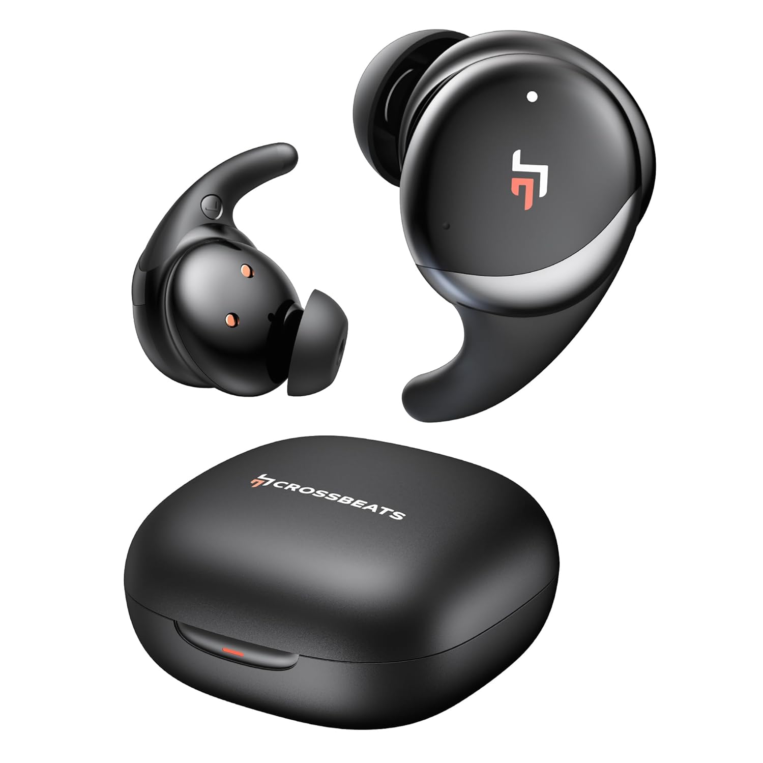 CrossBeats Hertz ANC TWS Ear Buds, Wireless in‑Ear Earphones, Sleep Buds v5.4 Bluetooth 10 mm Drivers Up to 60H Playtime, with AI Noise Cancellation,40 ms Low Latency, & AI ENC Earbuds Buds (Black)