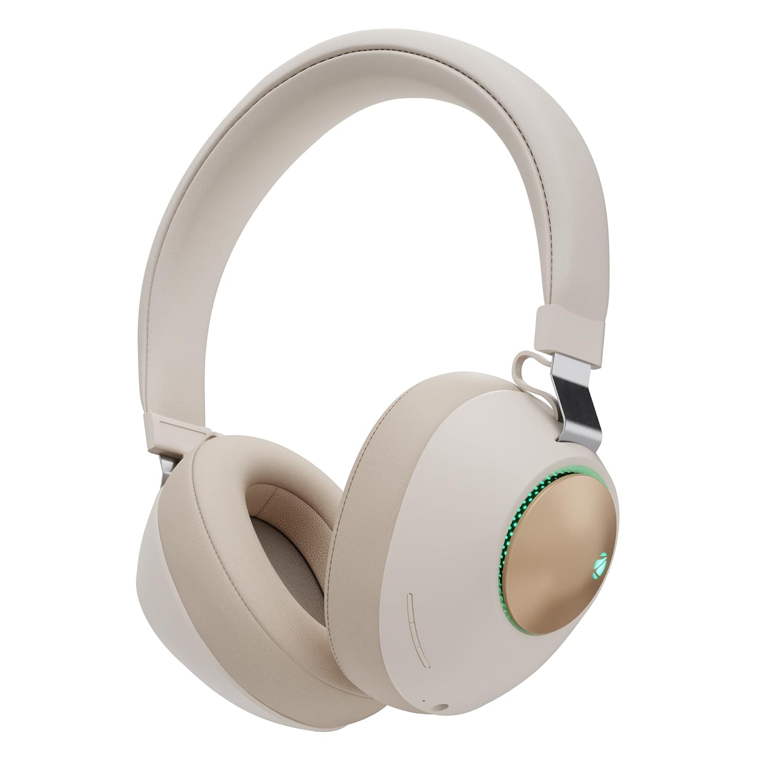 ZEBRONICS Duke Wireless Bluetooth Over Ear Headphone with Upto 60h Backup, Dual Pairing, Gaming Mode, Environmental Noise Cancellation (ENC), LED Lights, Deep Bass, Voice Assistant Support (Beige)