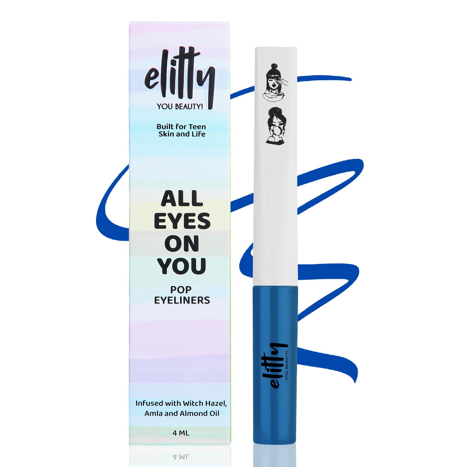 Elitty Waterproof Eyeliner - 4g Dark Blue Colour With Intense Matte Finish | Smudge Proof, Long Lasting Liquid Liner For Eye Makeup | Quick Drying Formula With Fine Tip For Smooth, Precise Application
