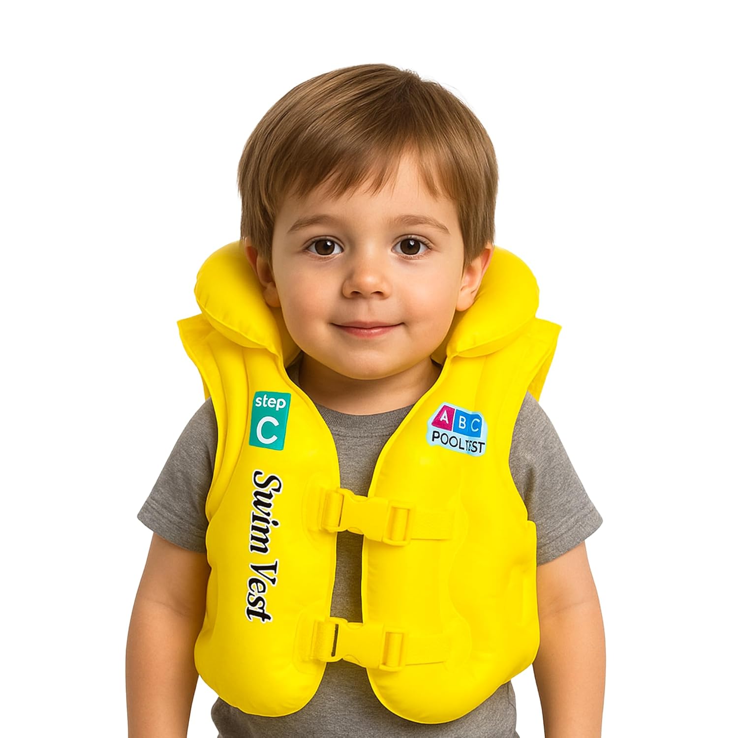 Roughhouse Kids Inflatable Swimming Vest (3-6 Years) – Triple Air Safety, Comfy Fit & Secure Buckles | Swim Trainer Jacket with Headrest for Toddlers & Young Kids | Perfect for Pool & Beach Fun!