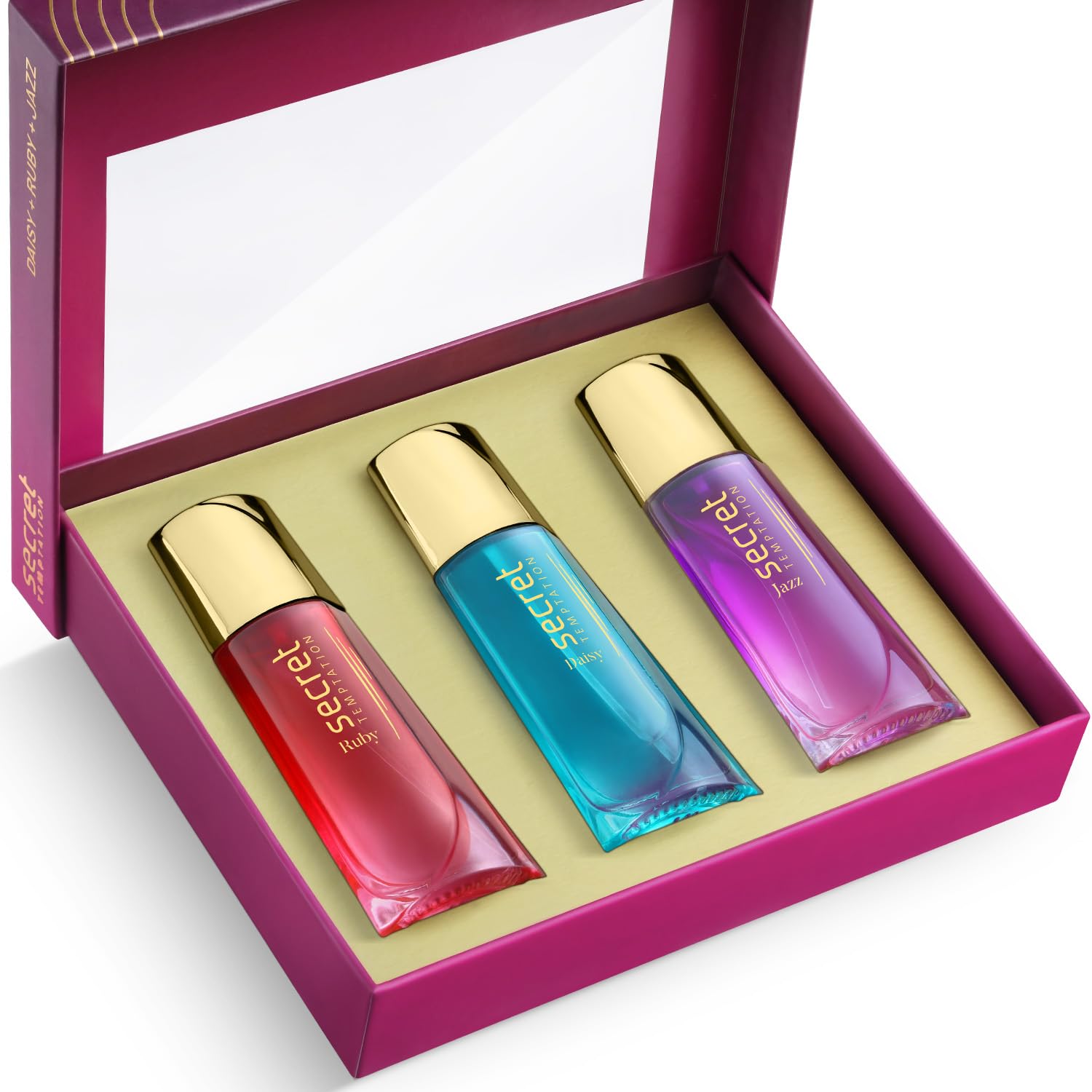 Secret Temptation Fragrance Gift Set With Ruby, Daisy, and Jazz Long Lasting Perfume for Women, Pack of 3 (30ml each)|Gift for Women|Luxury Perfume