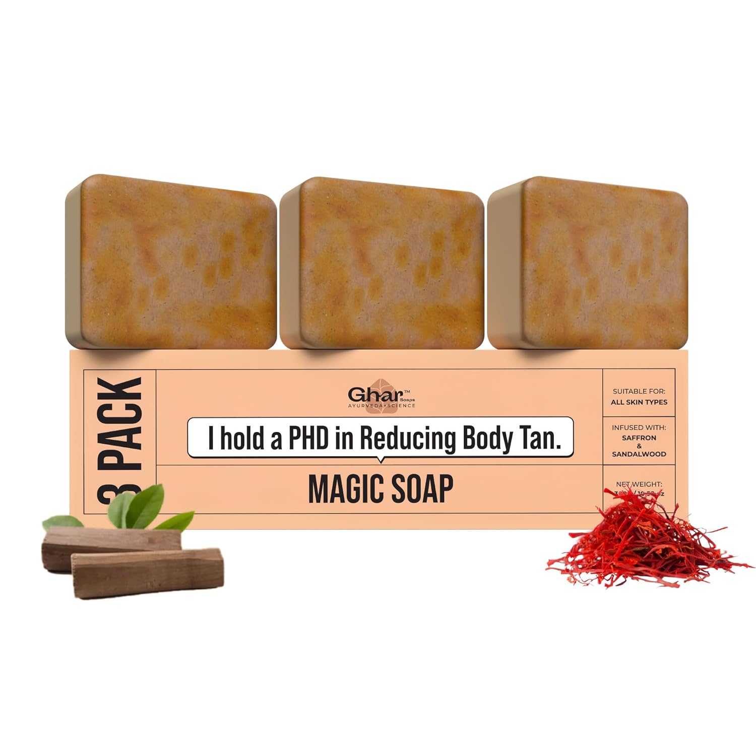 Ghar Soaps Sandalwood & Saffron Handmade Soap (Pack of 3) at Rs.299