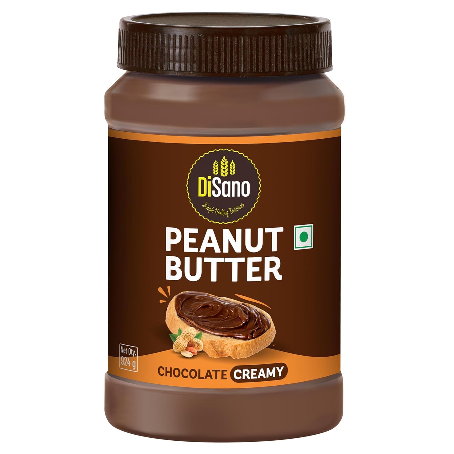 DiSano Chocolate Peanut Butter Creamy, 924g, 23g Protein, Roasted Peanuts and Rich Cocoa, Zero Cholesterol & Trans Fat, Ideal for Pre & Post-Workout, Healthy Spread for Breakfast & Snacking