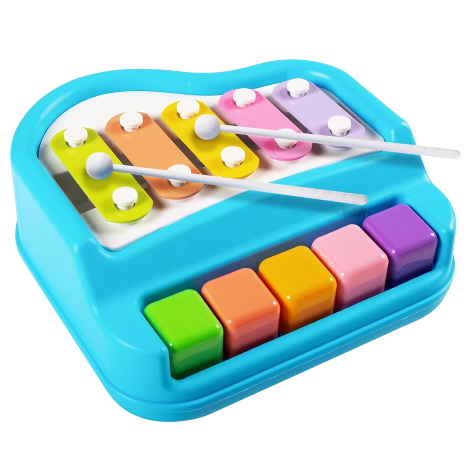 2-in-1 Xylophone & Piano Toy for Kids | 5 Scale Musical Instrument Toy for Babies 6 Months to 4+ Years | Non-Toxic, Non-Battery Baby Gift for Boys & Girls, Toddlers (0 to 3+ Years)