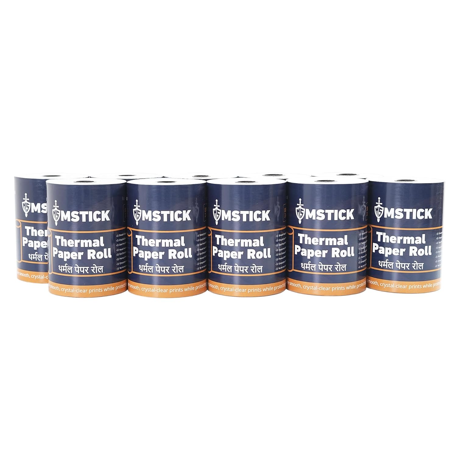 MSTICK Premium Thermal Receipt Paper Rolls – 80mm (3 Inch) x 50 Meter – POS Billing Paper – Pack of 10 Rolls
