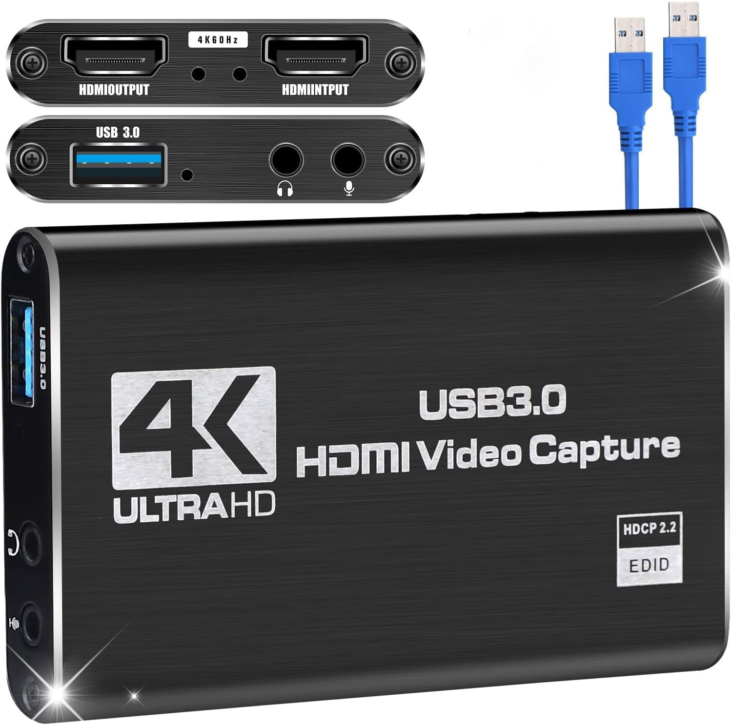 Tobo 4K HDMI Video Capture Card, USB 3.0 1080P 60FPS Game Live Streaming and Recording with 4K Pass-Through, Full HD Audio Video Cam Link Game Capture Card f/PS5/Xbox/PS4/SteamDeck/PC/VCRS TD-795HVC