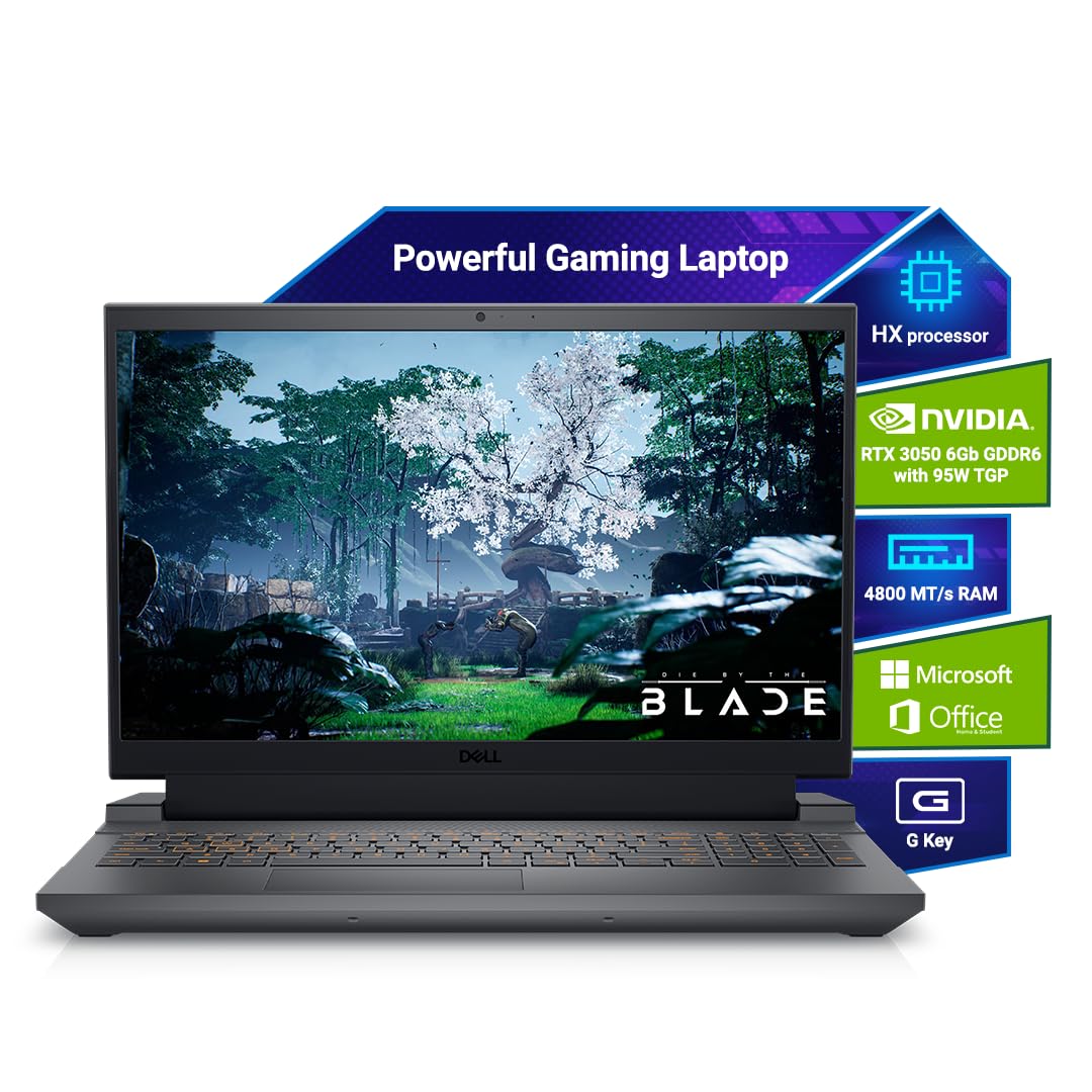 Dell G Series, Intel Core i5-13450HX, 13th Gen, NVIDIA RTX 3050-6GB, 16GB, 512GB SSD, FHD, 15.6"/39.62cm, Windows 11, MSO'24, Dark Shadow Gray, 2.65KG, , Backlit Keyboard, Gaming Laptop