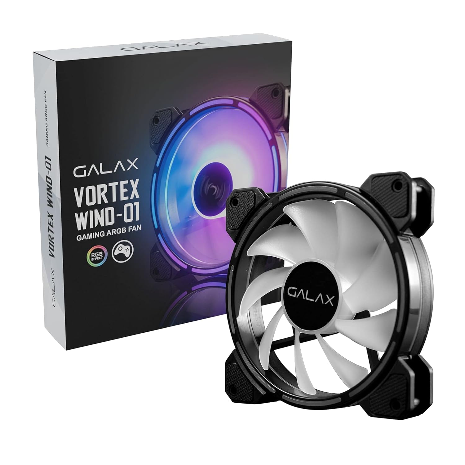 Galax Vortex Wind-01 120mm Silent Case Gaming Fan | ARGB LED Lights | Advanced Cooling Design | Hydraulic Bearing | Dynamic Balancing Motor
