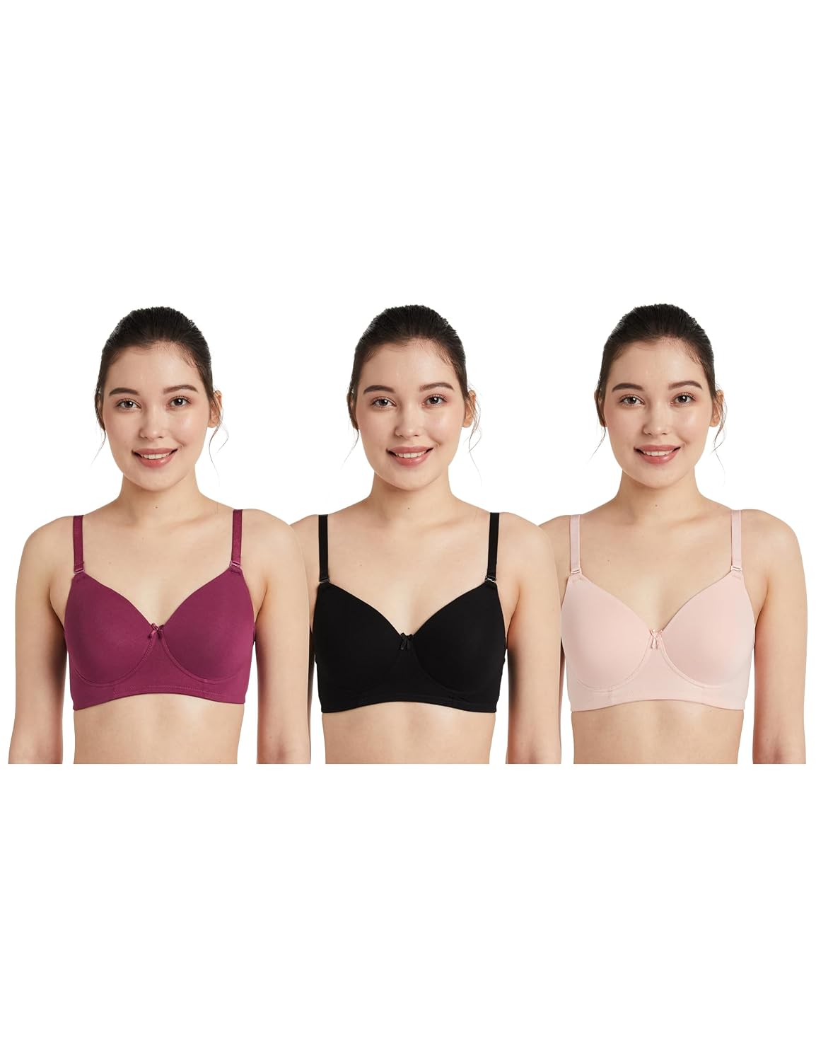 Amazon Brand - Symbol Women Cotton Stretch Padded Wire Free Medium Coverage T-Shirt Bra