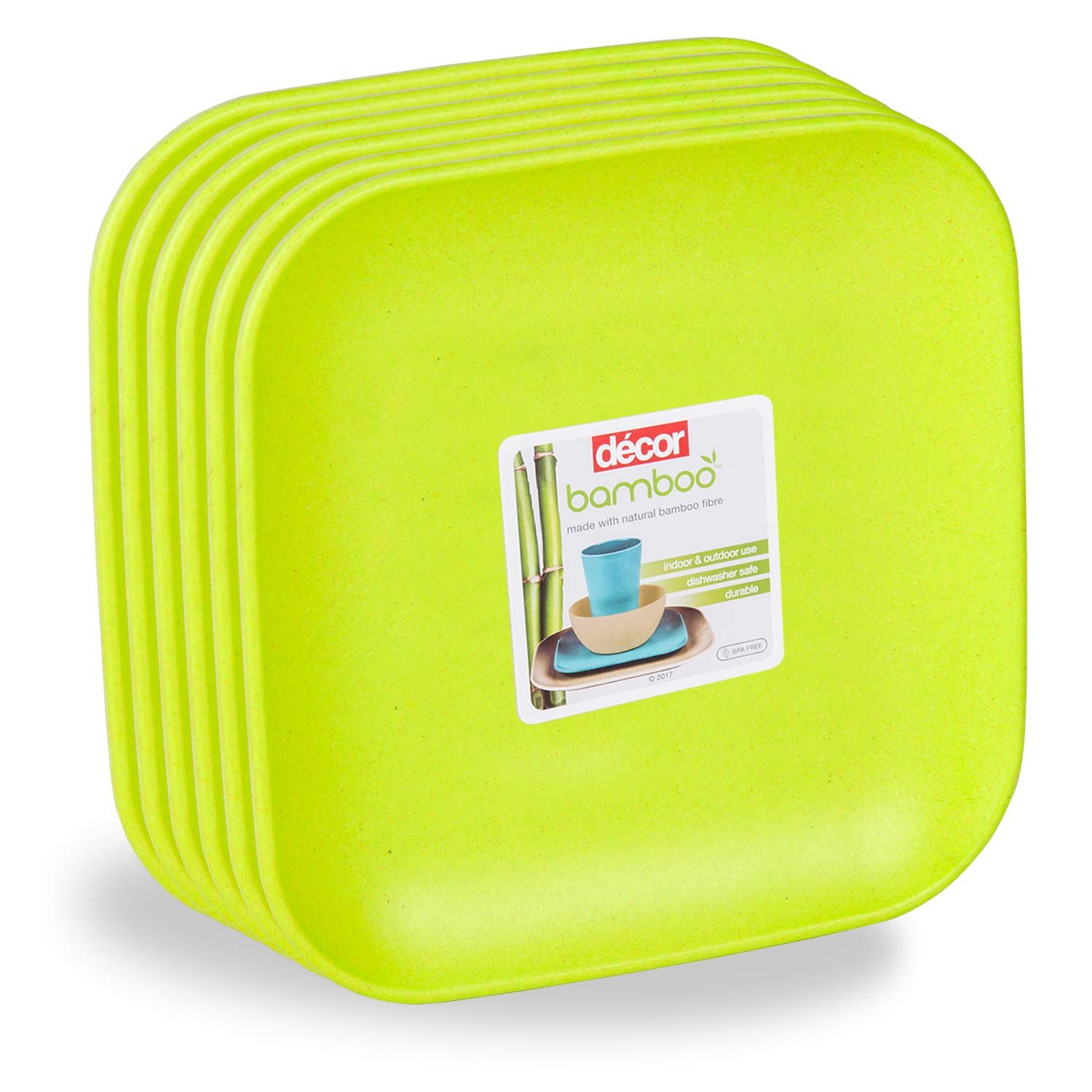 Décor EcoLite Bamboo Dinner Plates | Non Toxic Reusable Dishwasher Safe Dinner Plates | Eco-Friendly Large Size Dinnerware Gift Set - Set of 6, Lime