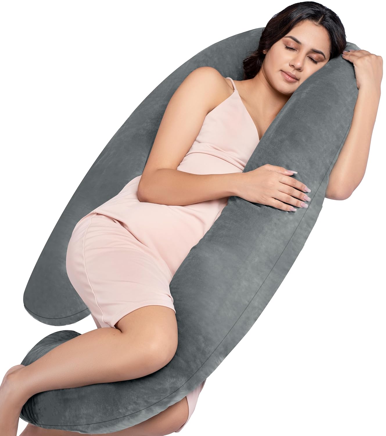 MYARMOR Full Body G Shaped Pregnancy Pillow for Maternity & Baby Nursing | Abdomen, Hip, Spine, Neck & Head Support Cushion for Pregnant Women | Grey