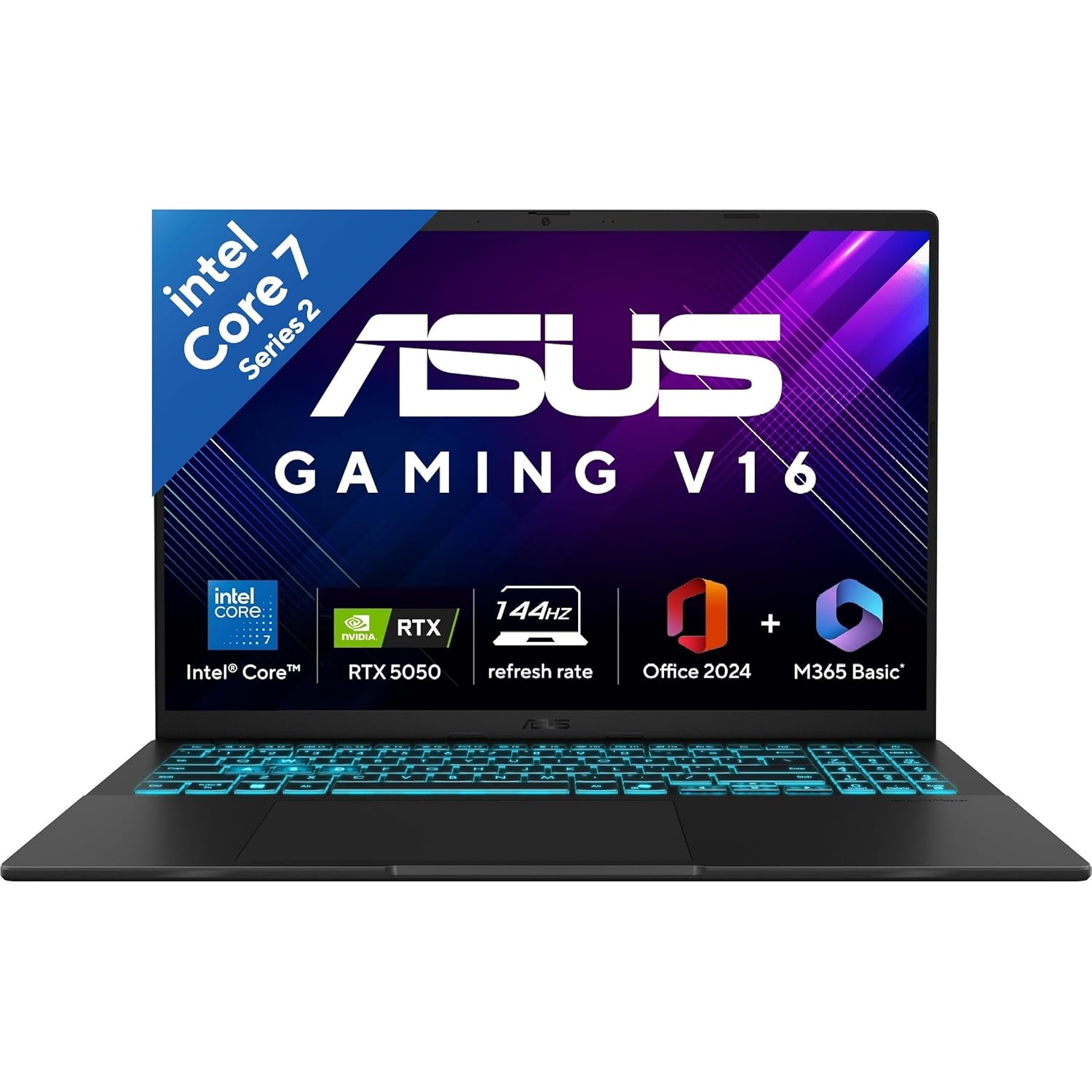 [Use Card] ASUS Gaming V16 (2025),Intel Core 7 240H (i7-14th Gen),RTX 5050-8GB,16GB RAM,512GB SSD,FHD+,16",144Hz,Backlit Keyboard,Windows 11,M365*,Office 2024,Matte Black,1.95 Kg V3607VH-RP038WS,Gaming Laptop