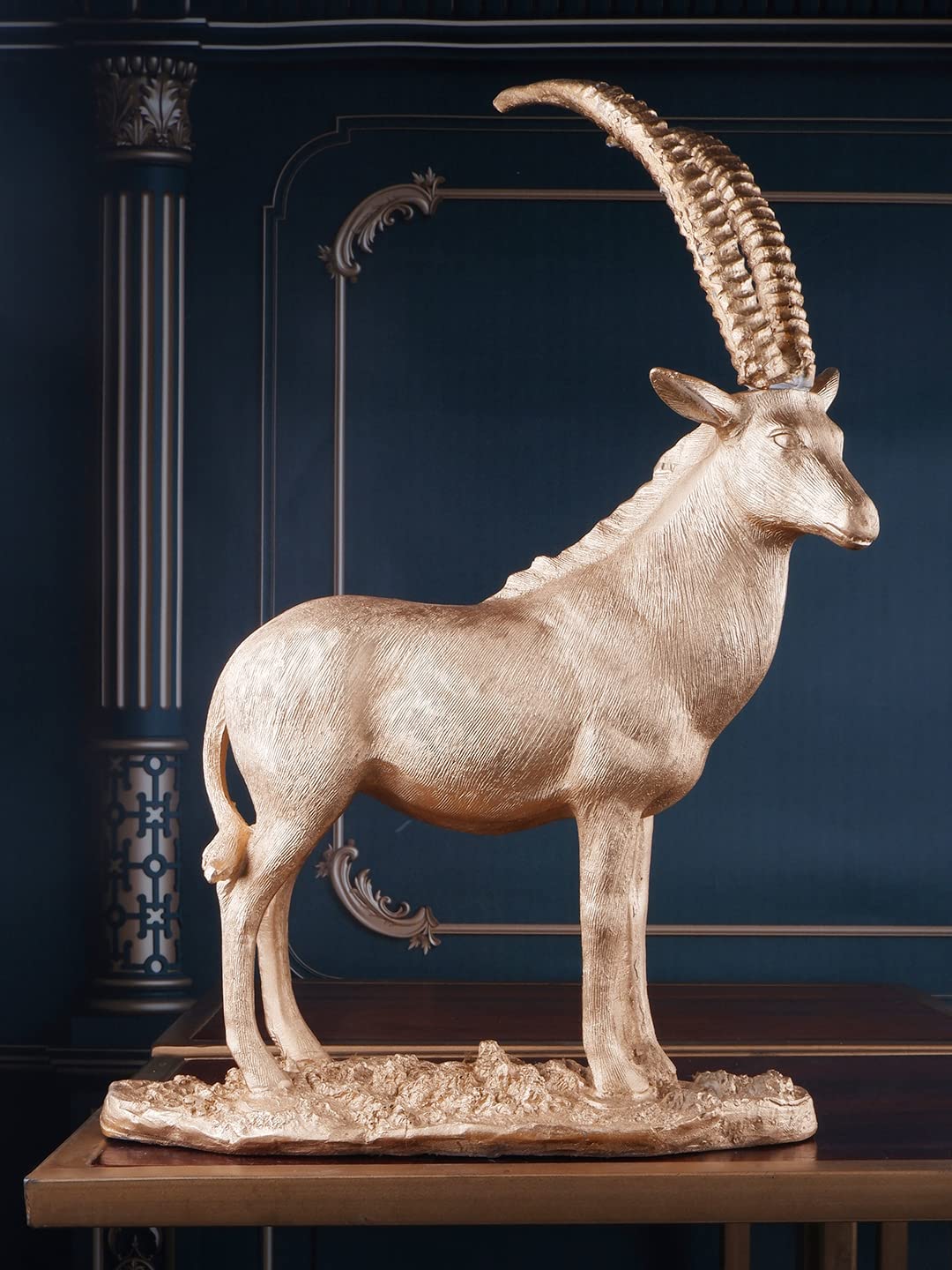 THE WHITE INK DECOR Geometric Elk Sculpture Sitting Standing Deer Statues Christmas Reindeer Home Decor for Living Room TV Cabinet Wine Cabinet Gifts (17 inches)