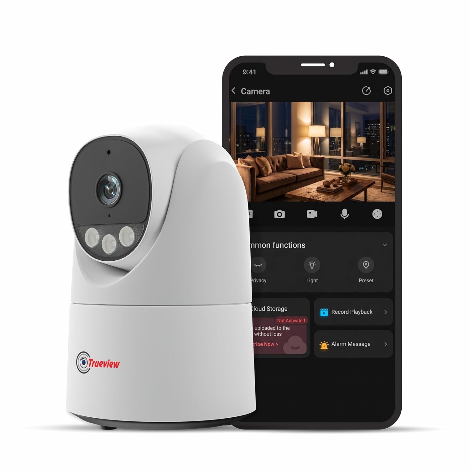 Trueview 3MP WiFi Robot Camera | Baby Monitoring & Home Security | Night Vision | AI Motion Tracking | 360° Pan Tilt | Two-Way Talk | Alexa | T18296S