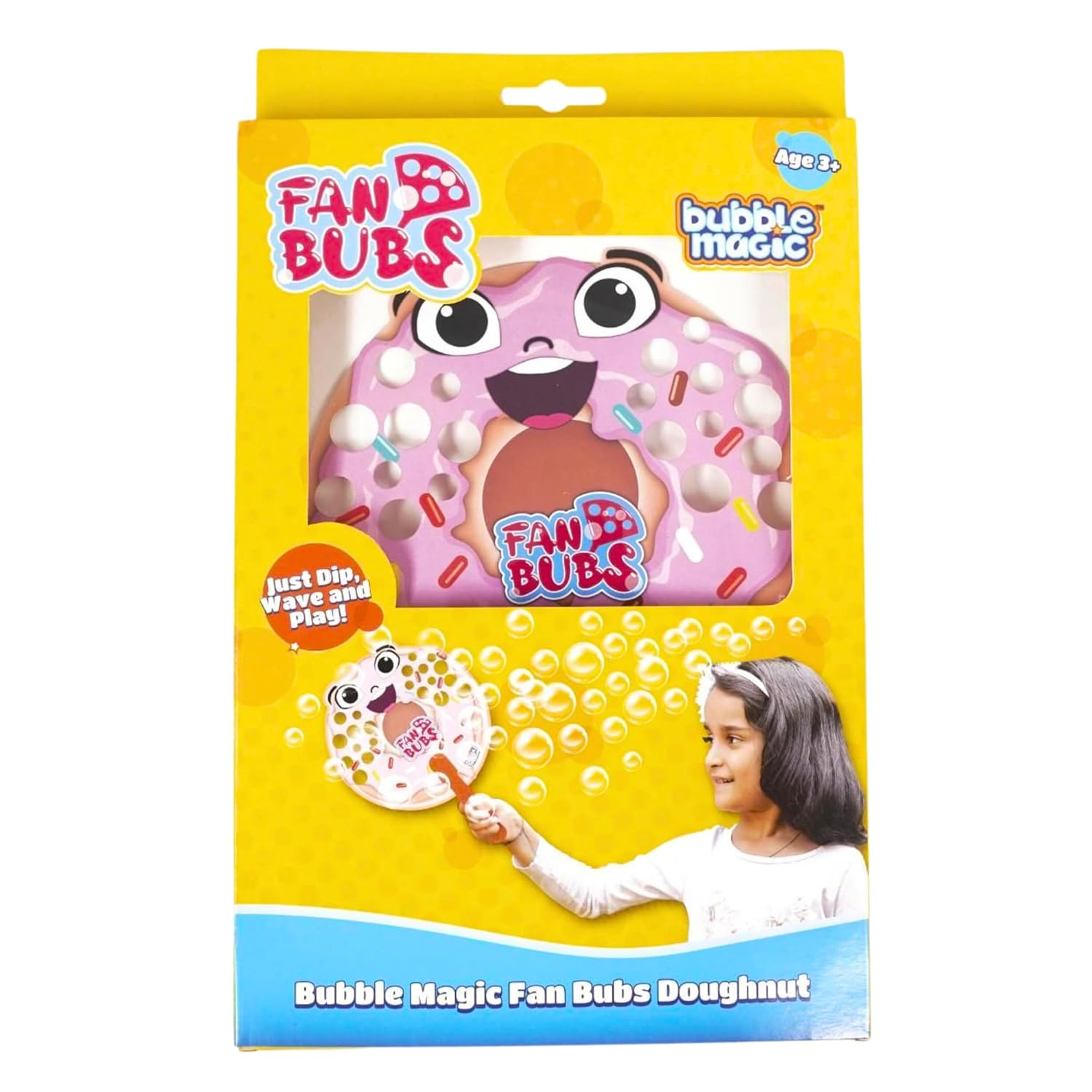 Bubble Magic Fan Bubs Doughnut, Bubble Solution with Hand Fan for The Kids 3 Year and Above, Multicolor, FB50015