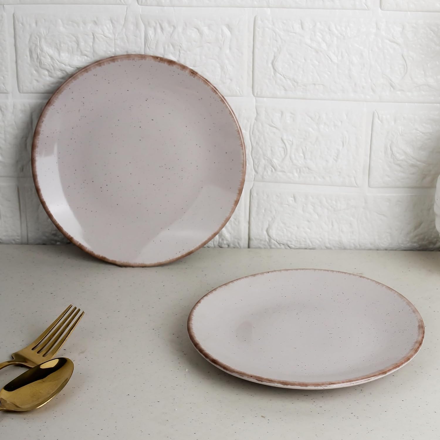 The Earth Store Glossy Lavender Marble 7 Inch Ceramic Quarter Plates Set of 2 | Microwave & Dishwasher Safe Plate | Half Plate for Dessert, Snacks, Dinner | Snack Plates for Gifting, Daily Use