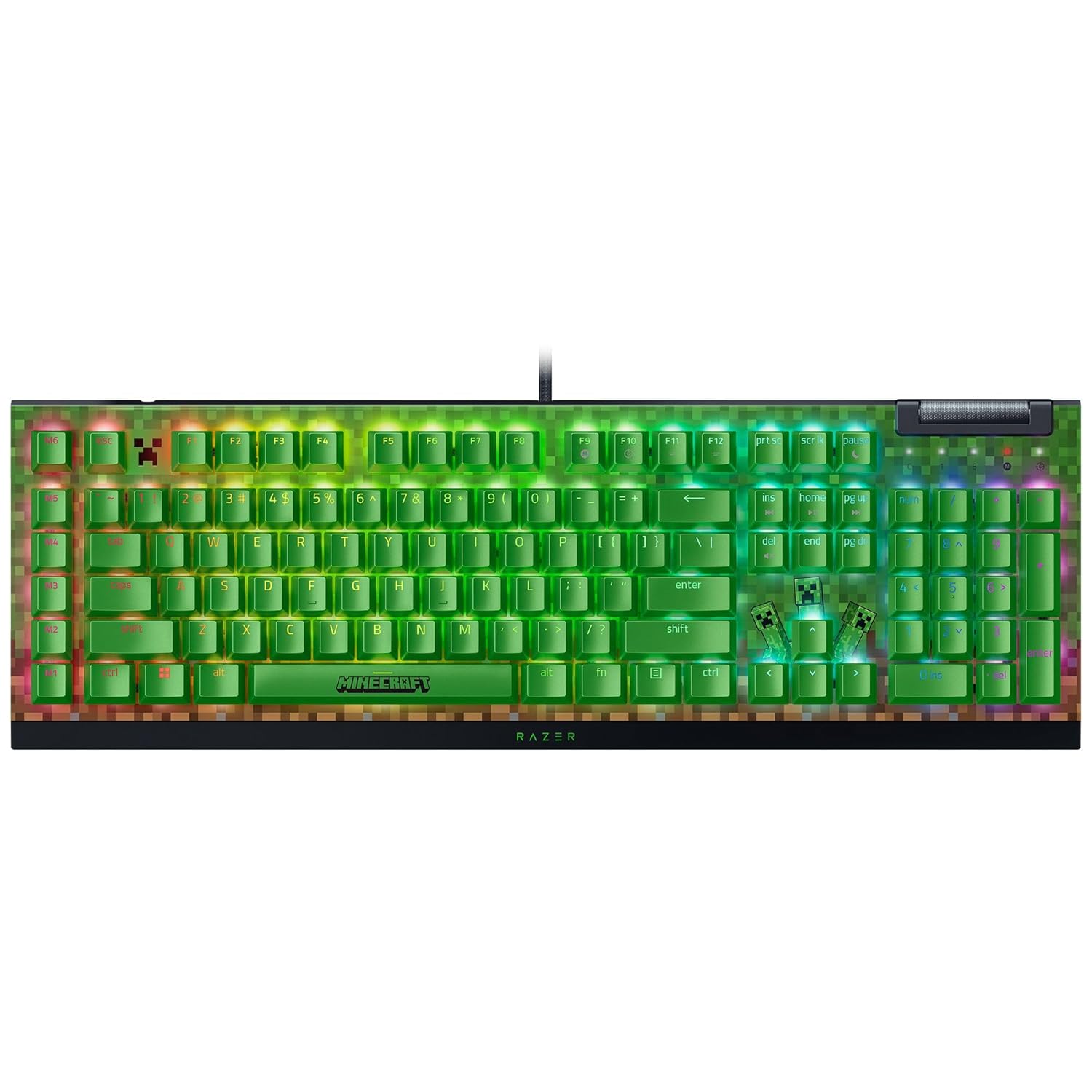 Razer BlackWidow V4 X Mechanical Gaming Keyboard: Green Switches Tactile & Clicky - 6 Macro Keys - Chroma RGB - Doubleshot ABS Keycaps - Sound Dampening & Stabilizers - Minecraft Edition