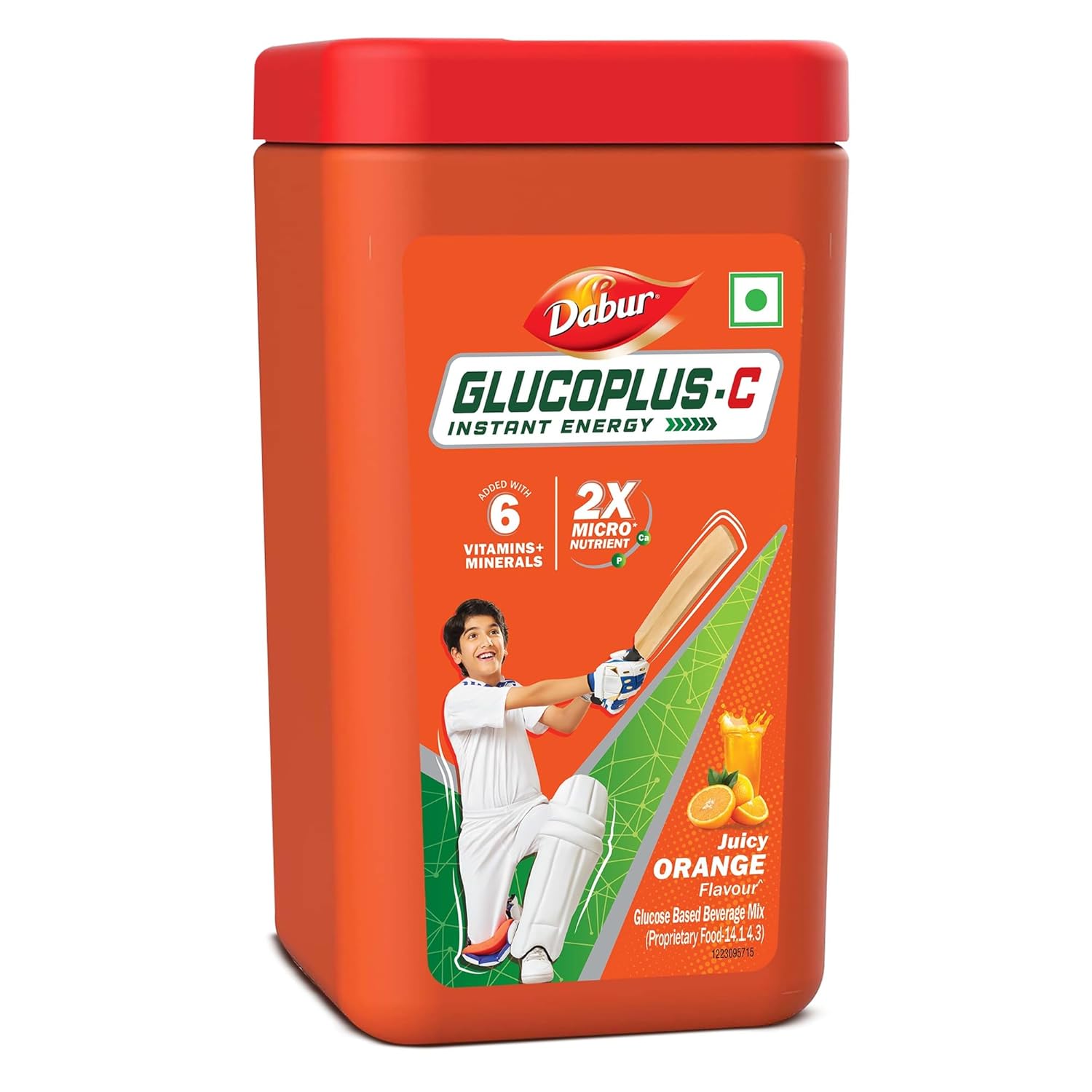 Dabur GlucoPlus-C Juicy & Tasty (Orange Flavour) Powder- 400g Jar | Vitamin C helps Boosts Immunity | Calcium Supports Bone Health