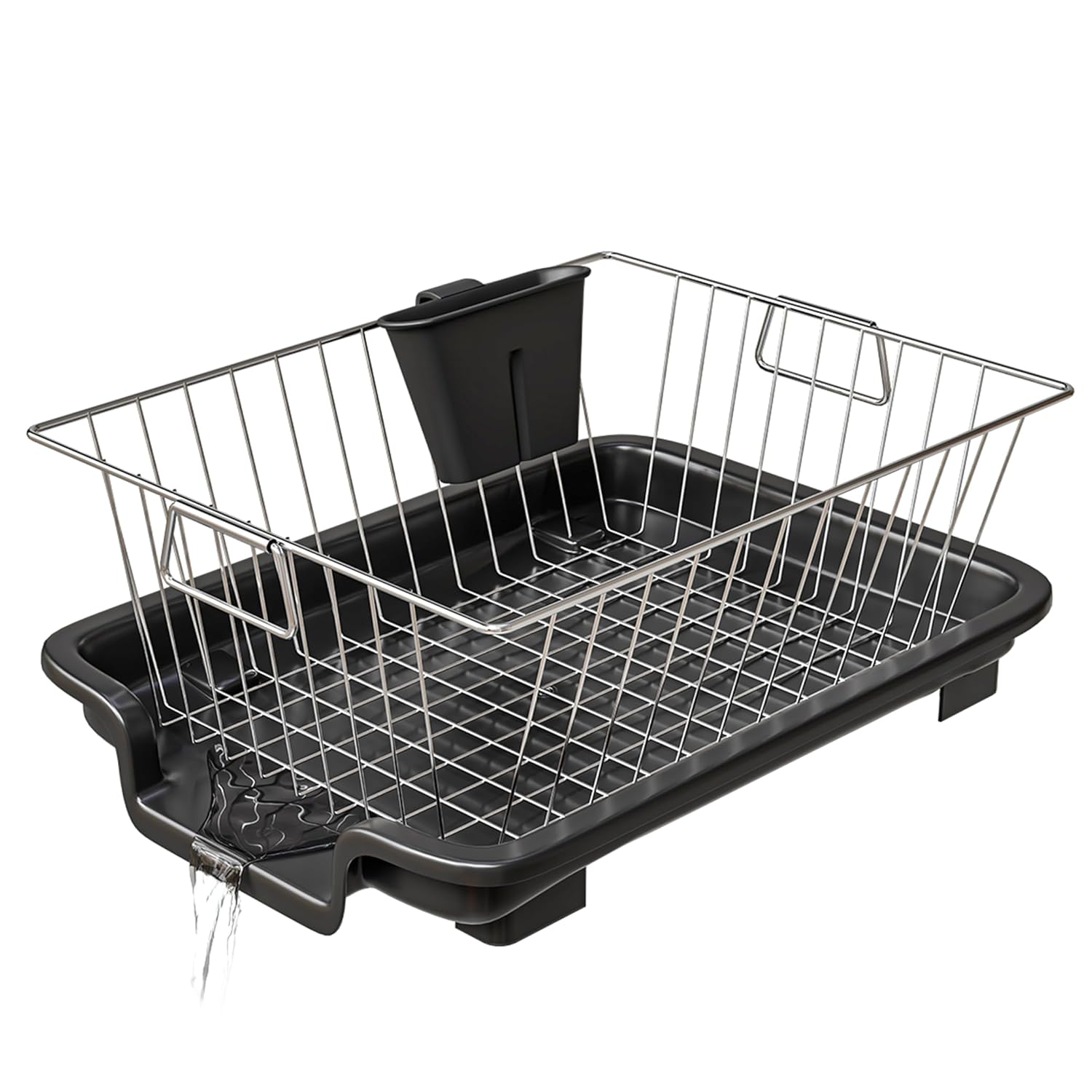 TEX-RO Dish Drying Rack with Drainer Tray | Stainless Steel Vessel Drainer Basket for Kitchen | Utensils Drying Rack with Spout | Bartan Basket Stand for Sink | Kitchen Dish Rack, 29 cm