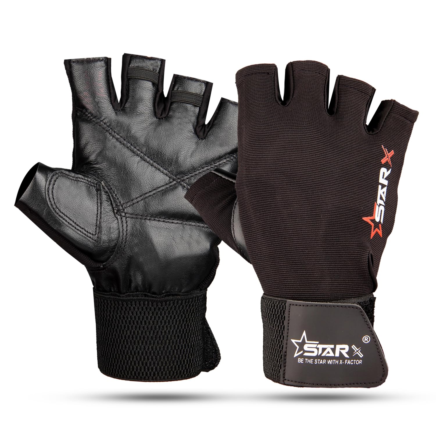 STAR X Power Palm Wrist Support Gym Gloves Black for Men and Women