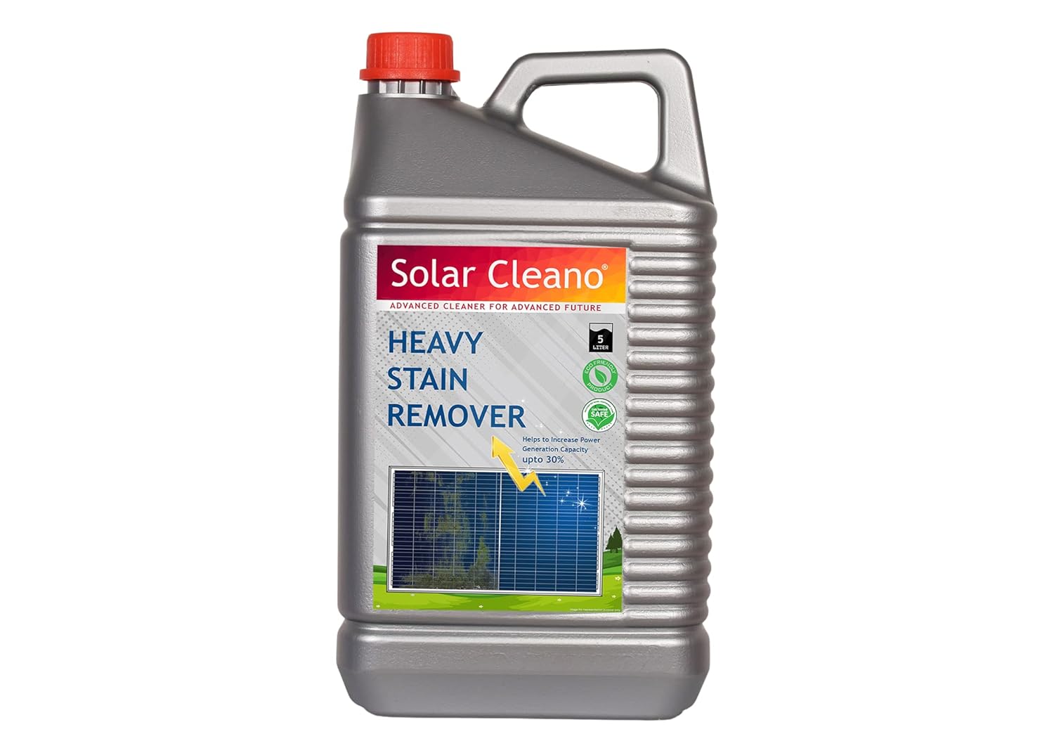 Heavy Stain Remover (5 Liter) 1:50 Concentrate Liquid | Removes Hard Stains, Cement, Paint, Water Spots, Dirt. | Helps to Increase Power Output | Eco Frendly | Cleans Upto 500 Panels
