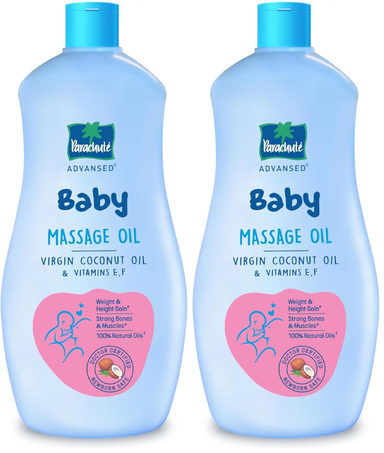 Parachute Advansed Baby Massage Oil for New Born| 100% Virgin Coconut Oil | Clinically Proven for Better Growth| Vitamin E & F| 400 Ml (Pack of 2)