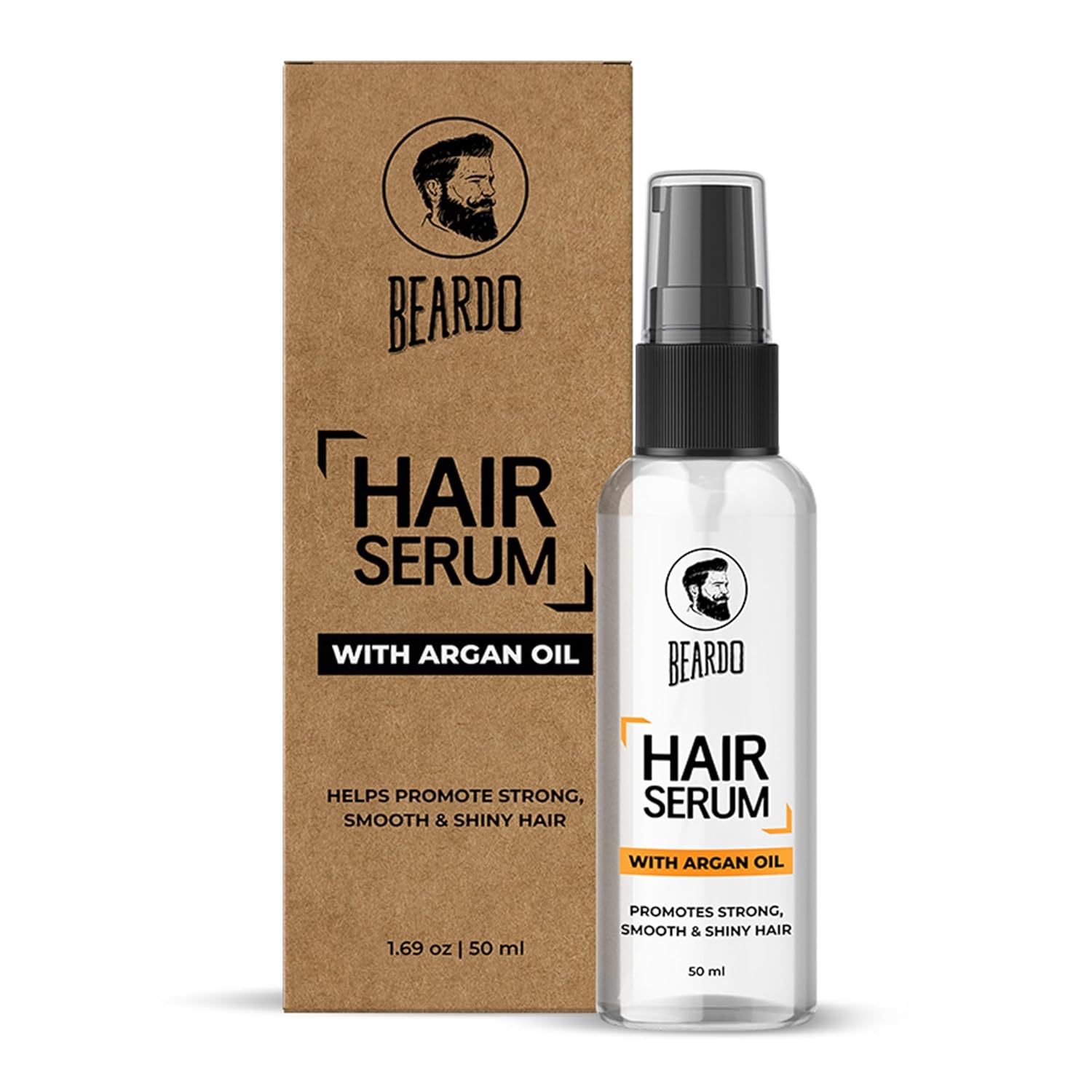 Beardo Hair Serum 50ml for Instant Shine & Anti-frizz with Argan Oil, Made for Men's Hair, Super Light-weight | Provides shine, smoothness and damage protection | Frizz-Free Hair Serum for Men