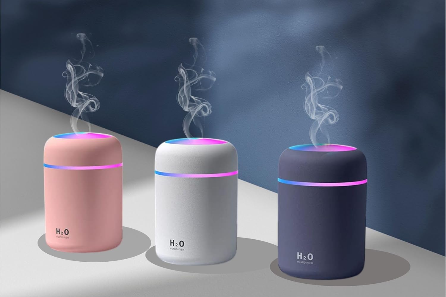 Desidiya H2O Diffuser with Colorful LED Lights for Home Office & Small Rooms, Portable Cool Mist Small Quiet Air Humidifier For Aroma Therapy, Ultrasonic Essential Oil Diffuser For Moisture (Random)