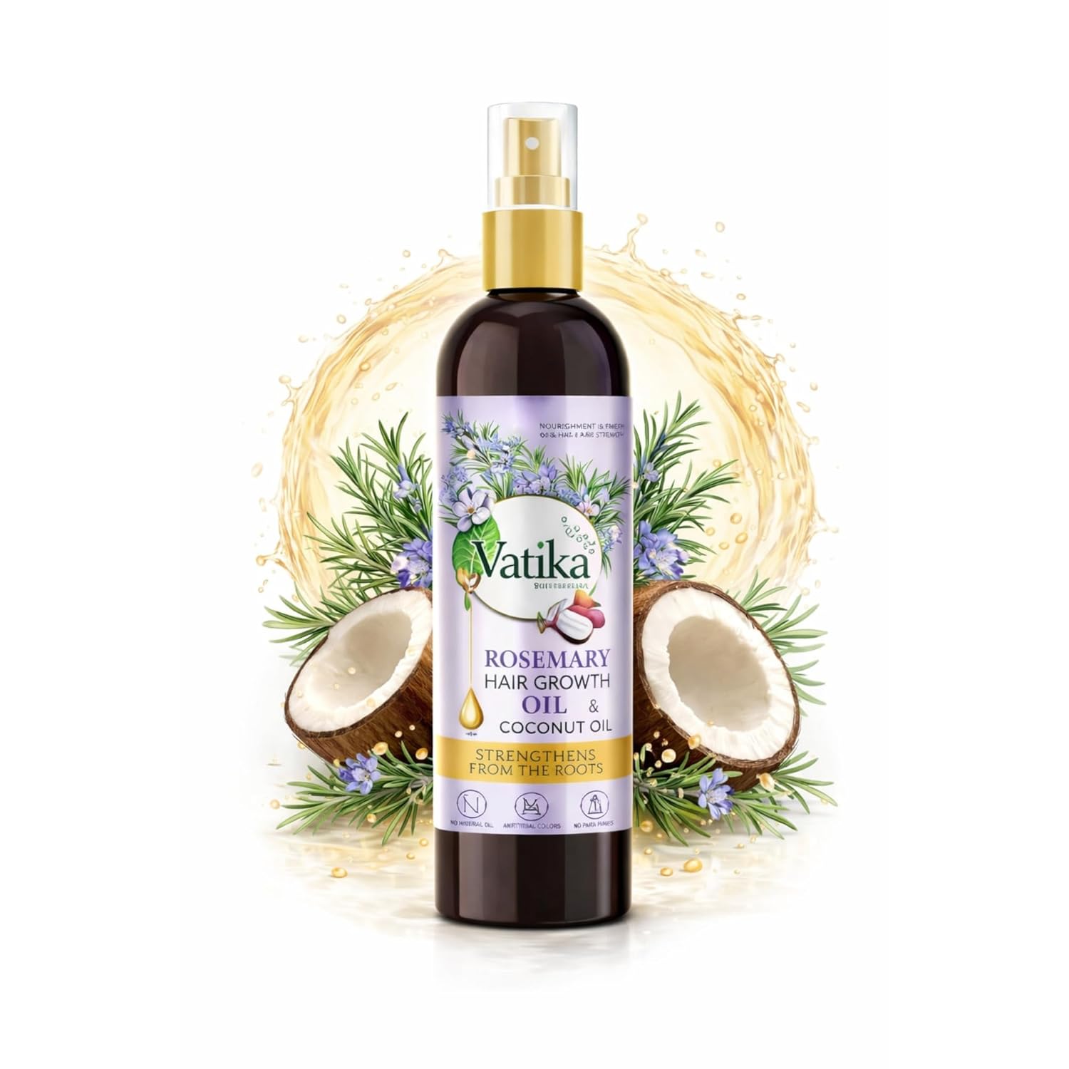 DABUR Vatika Rosemary Hair Growth Oil With Hibiscus & Coconut Oil - 100Ml | Stimulates Hair Growth And Thickness | Reduces Hair Fall | Co-Created With Dermatologist | No Mineral Oil |Animal Test Free
