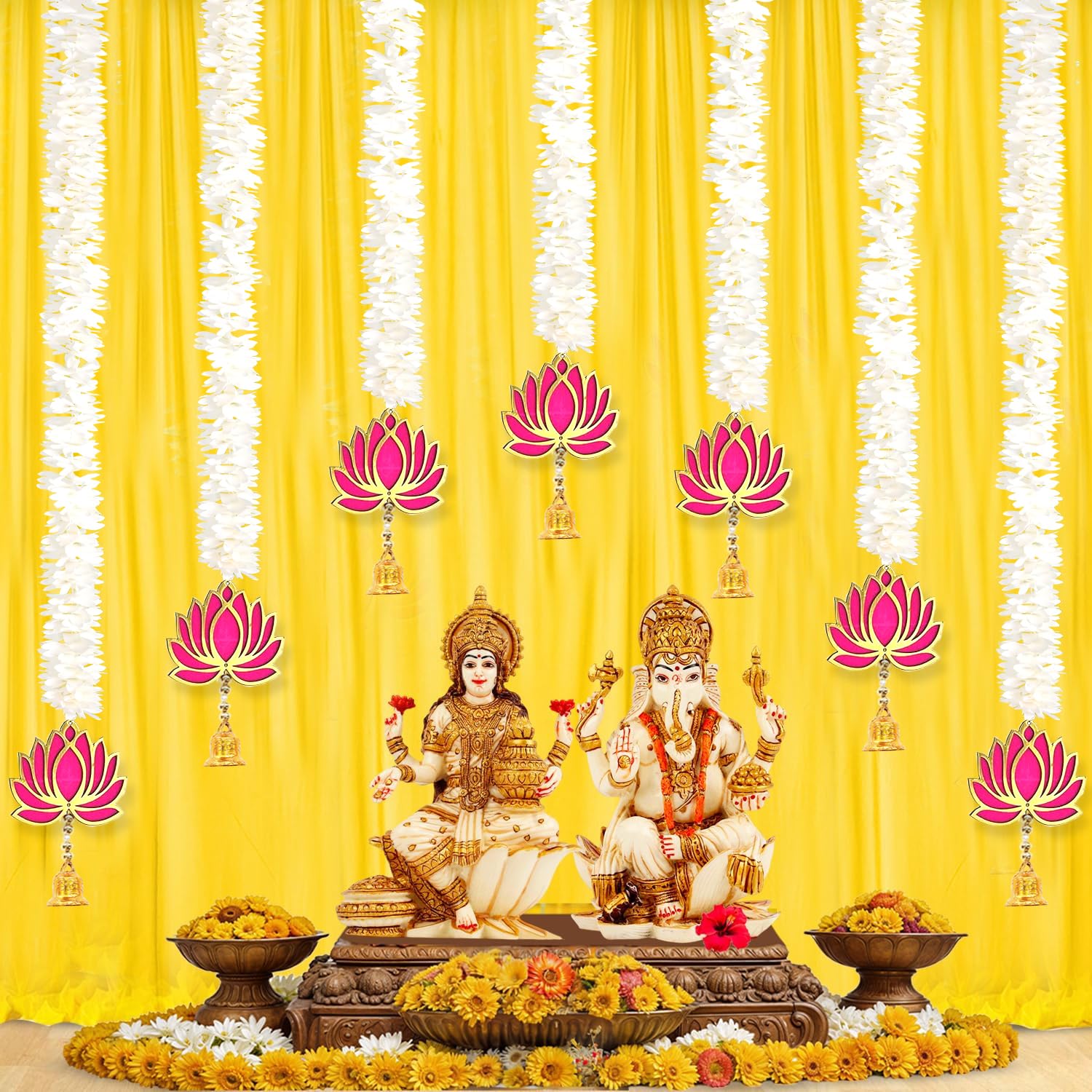 Lowest : Handmade Artificial Jasmin Mogra Garland (Pack Of 7) for ₹399