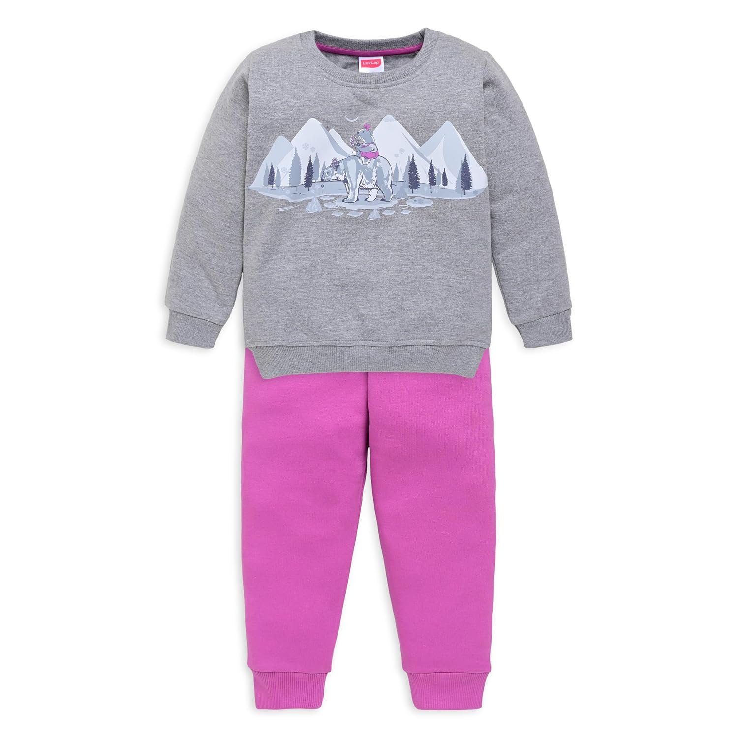 LuvLap Baby Girls Full Sleeve Sweatshirt & Pyjama Set