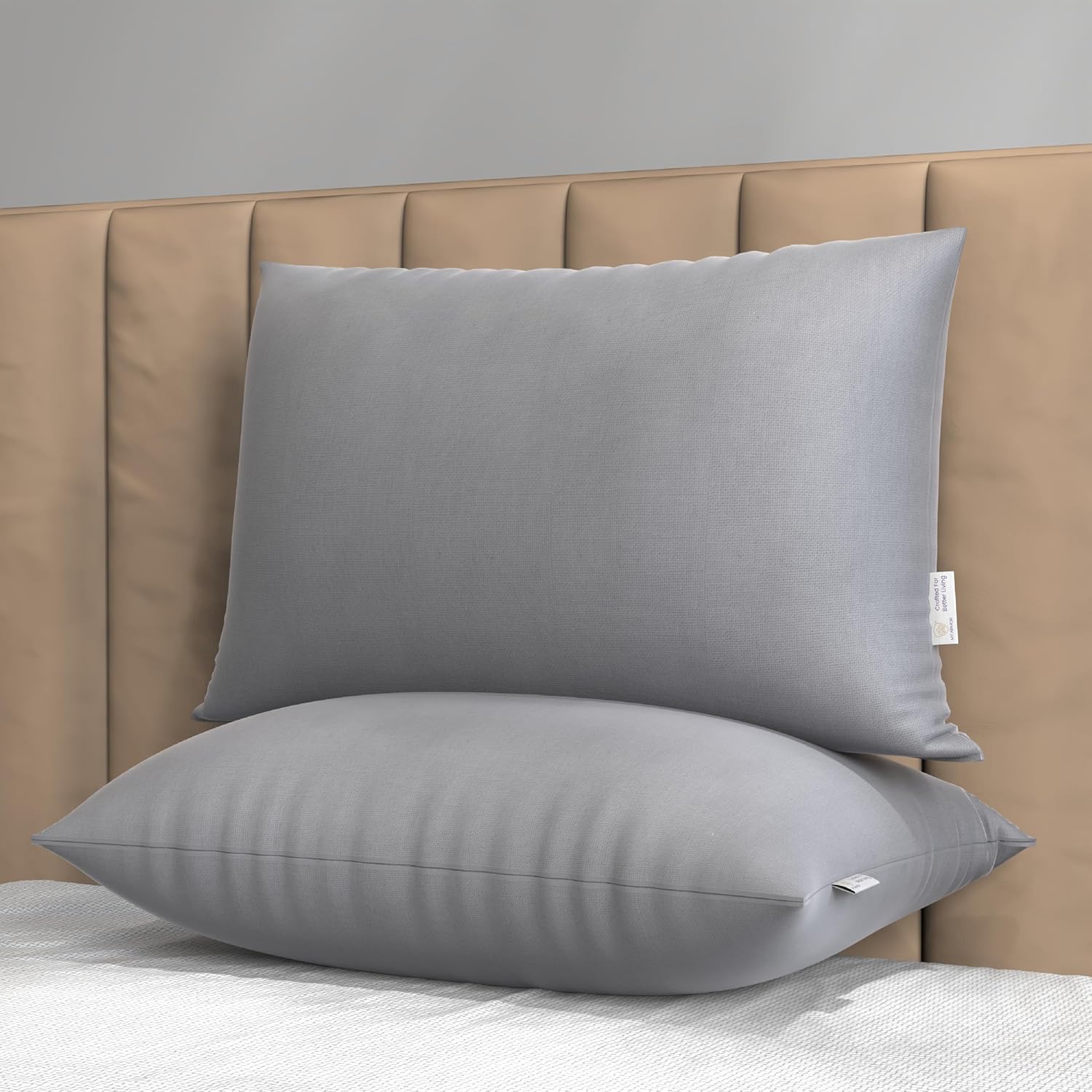 MYARMOR Height Adjustable Microfiber Pillows Set of 2 for Sleeping - 16"x24" Standard Pillow | 6 Months Warranty | 41 x 61 cm - Grey
