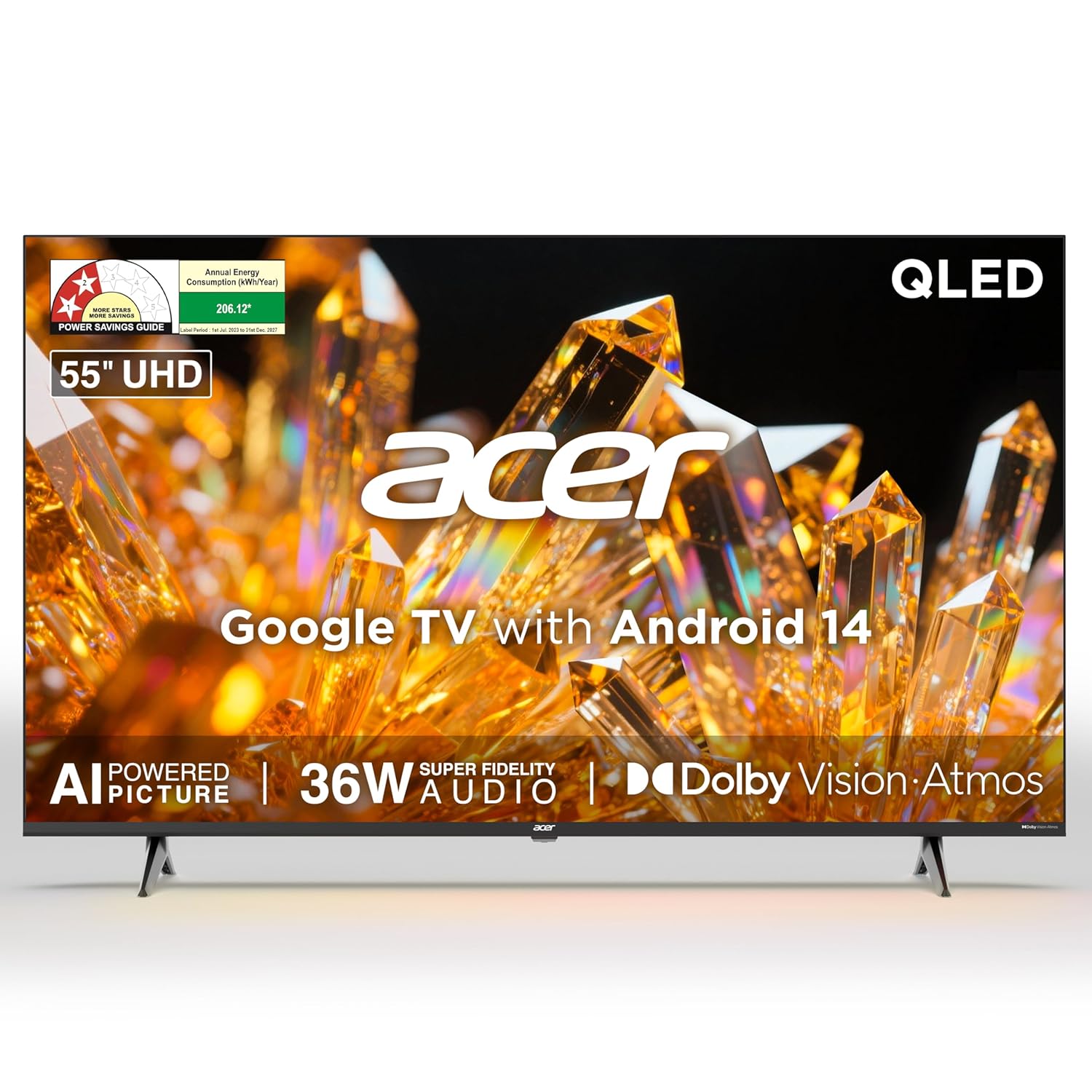acer 139 cm (55 inches) Ultra V Series 4K Ultra HD Smart QLED Google TV AR55QDVGU2875BD