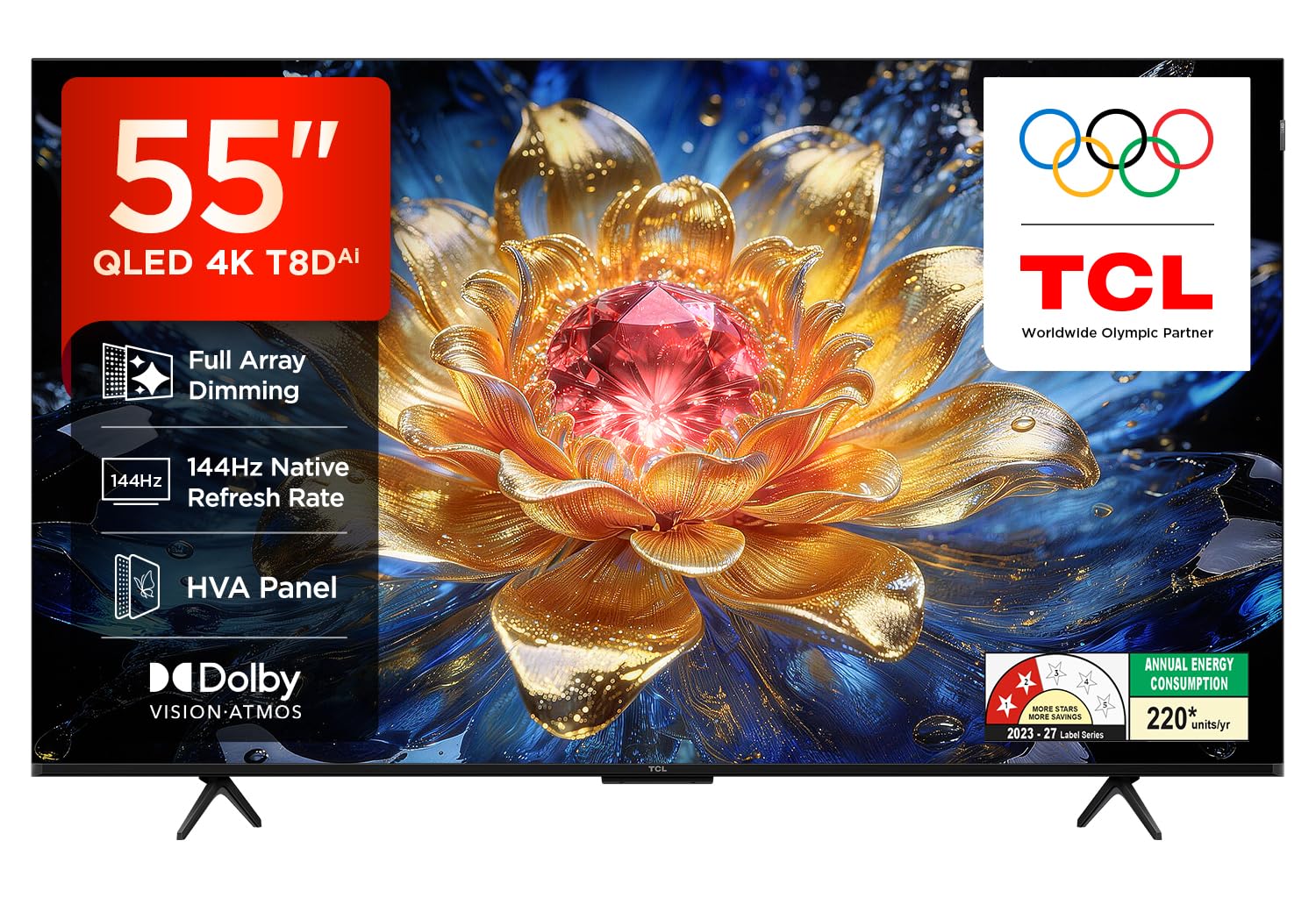 TCL 139 cm (55 inches) 4K UHD Smart QLED Google TV 55T8D