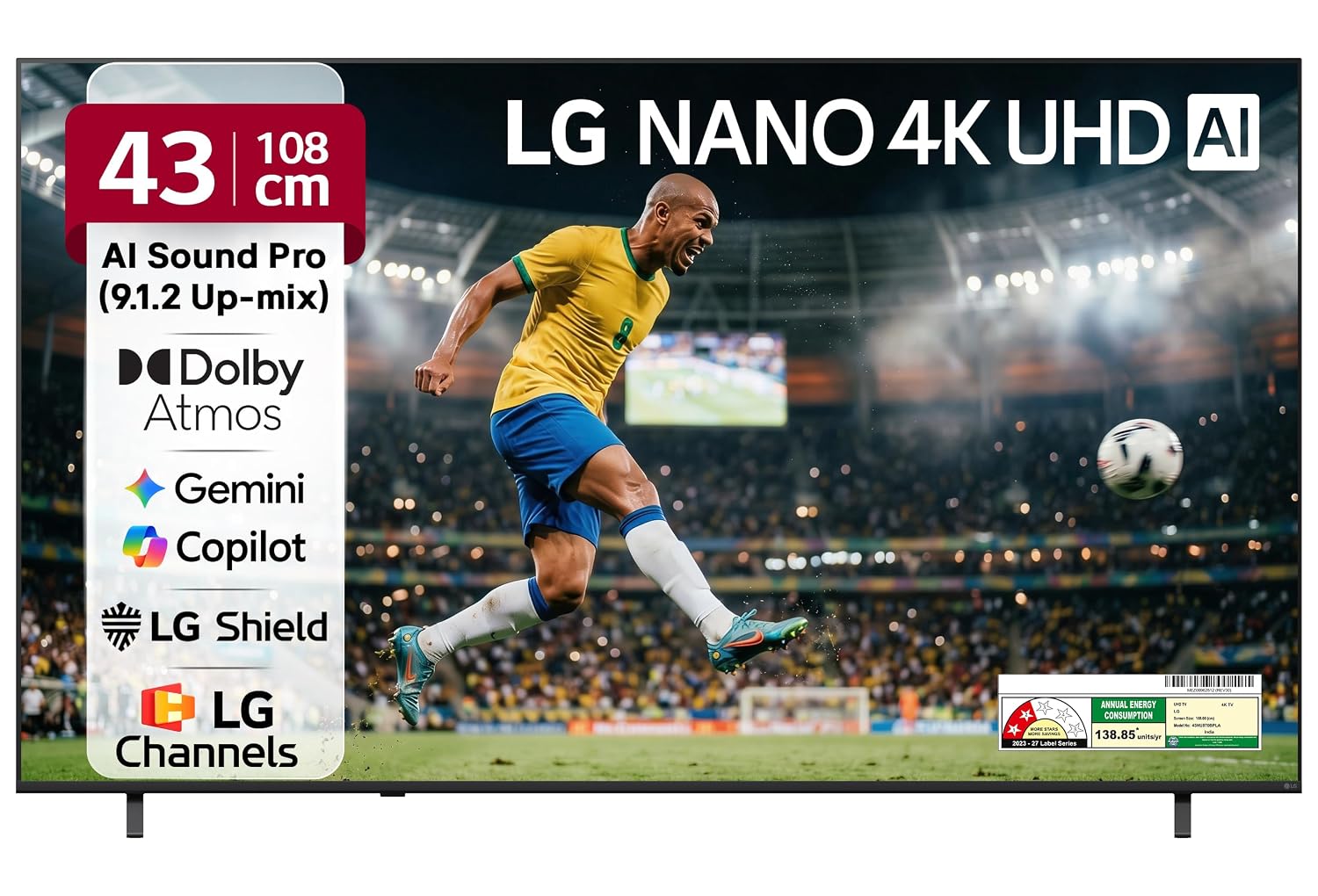 LG 108 cms (43 inches) NU87 AI Series Nano 4K Ultra HD Smart webOS VA LED TV 43NU870BPLA