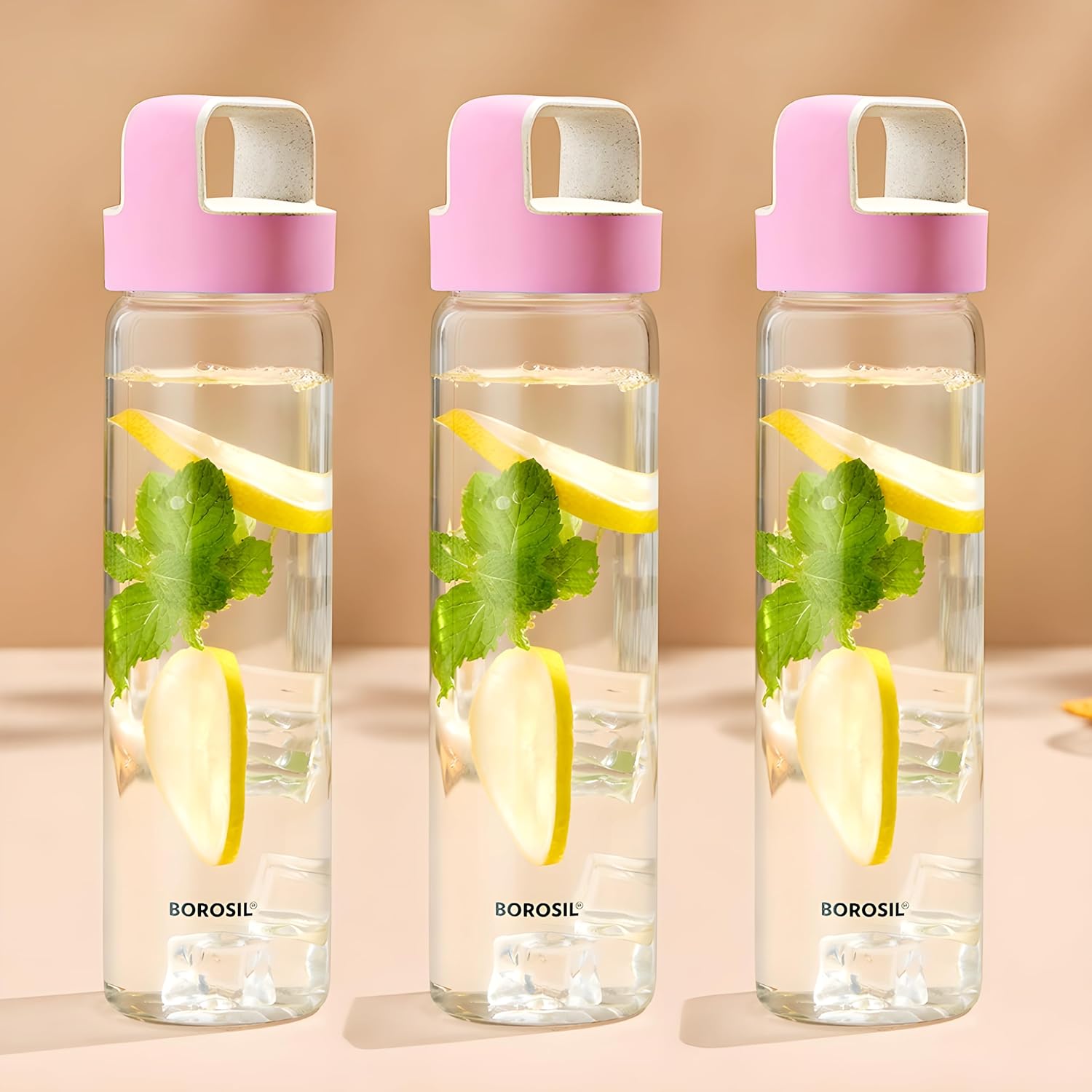 Borosil 550ml Water Bottle Set .