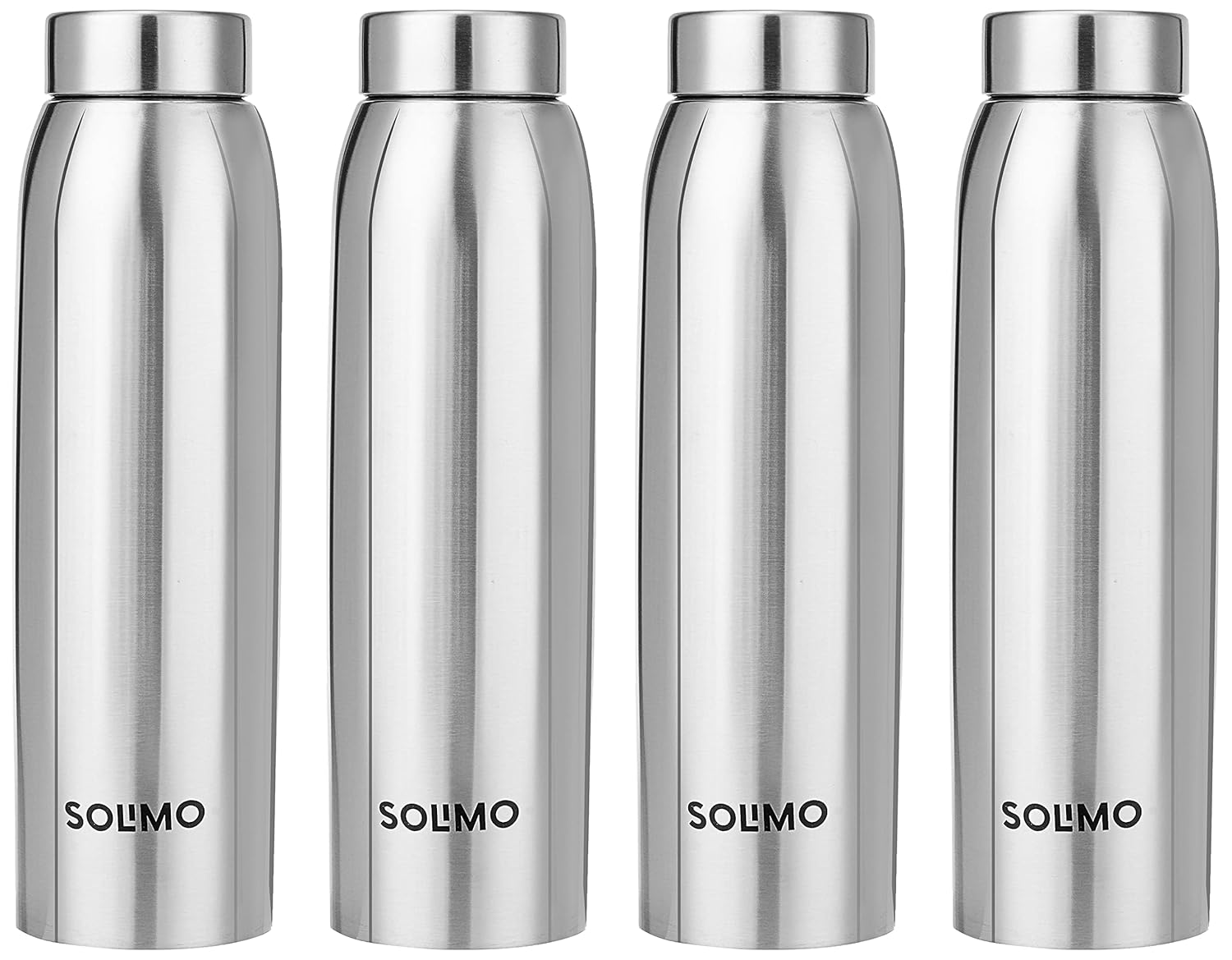 Amazon Brand - Solimo Stainless Steel Water Bottle, Set of 4, 1 L Each (Elate)