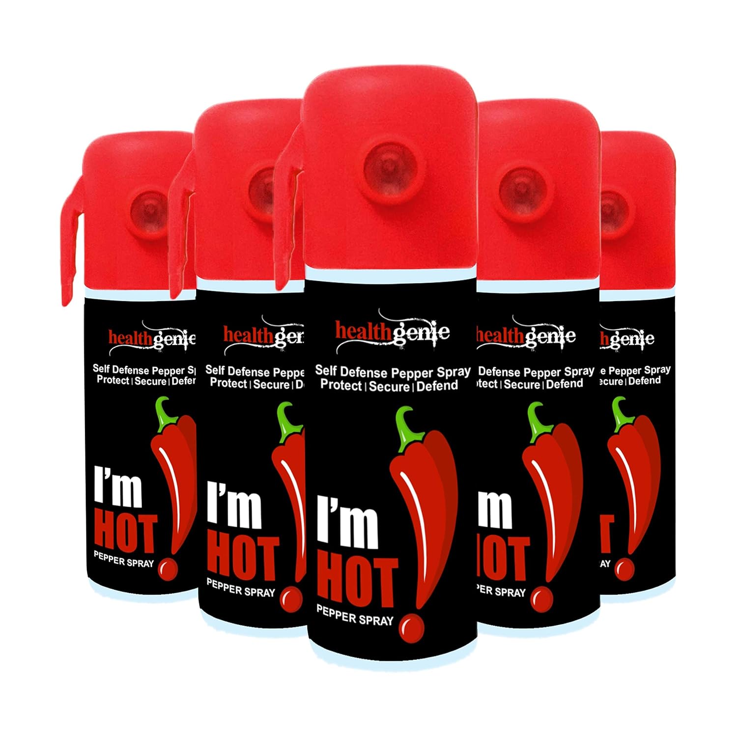 Healthgenie Self Defense, Protection & Safety Pepper Spray(Pack of 5) for Men & Women | 250 Shots | Upto 10-12 Feet Range | 275 mL / 175 GMS |