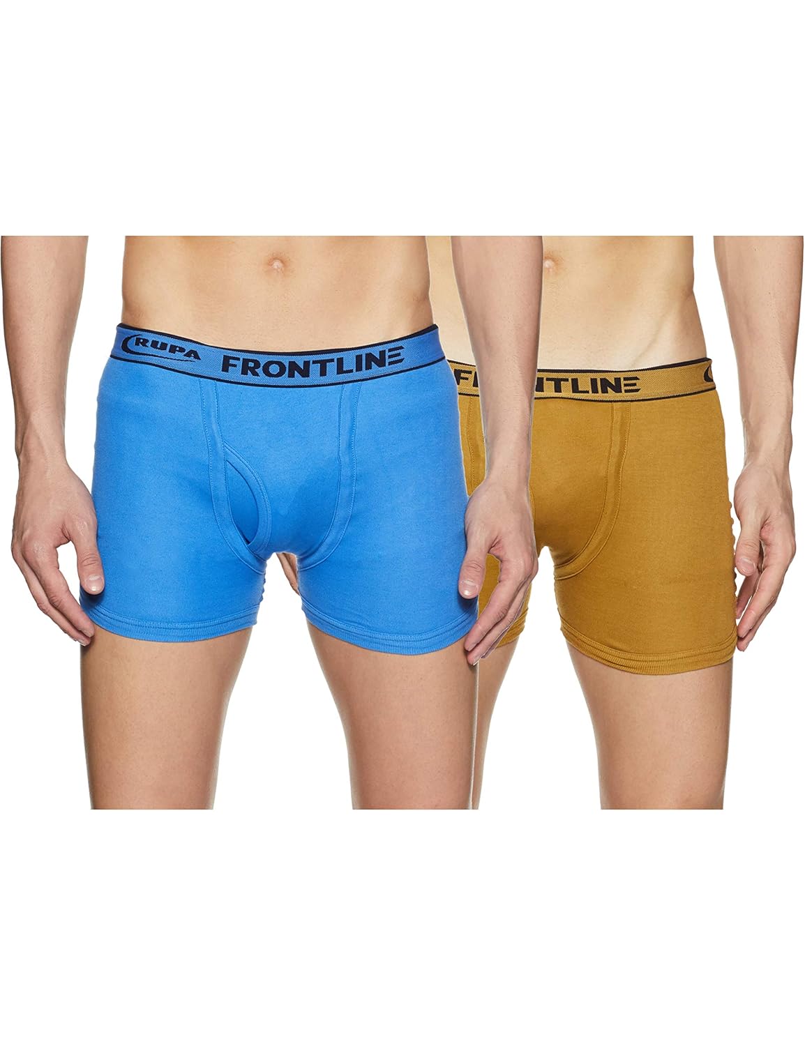 Rupa Frontline Plain Long Trunk for Men, 100% Cotton Material, Outer Elastic, Pack of 2