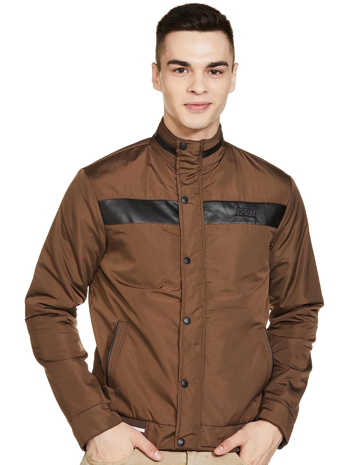 The Indian Garage Co Men Polyester Standard Length Slim Fit Solid Bomber Jackets
