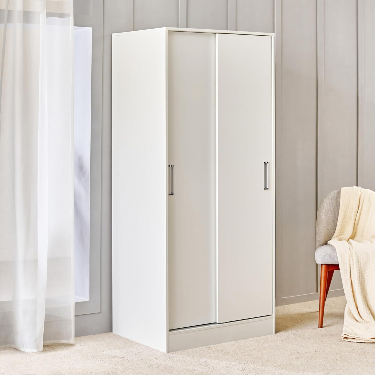 Home Centre | Helios Alton | Engineered Wood | 2 Door Sliding Wardrobes | White | 1 Year Warranty