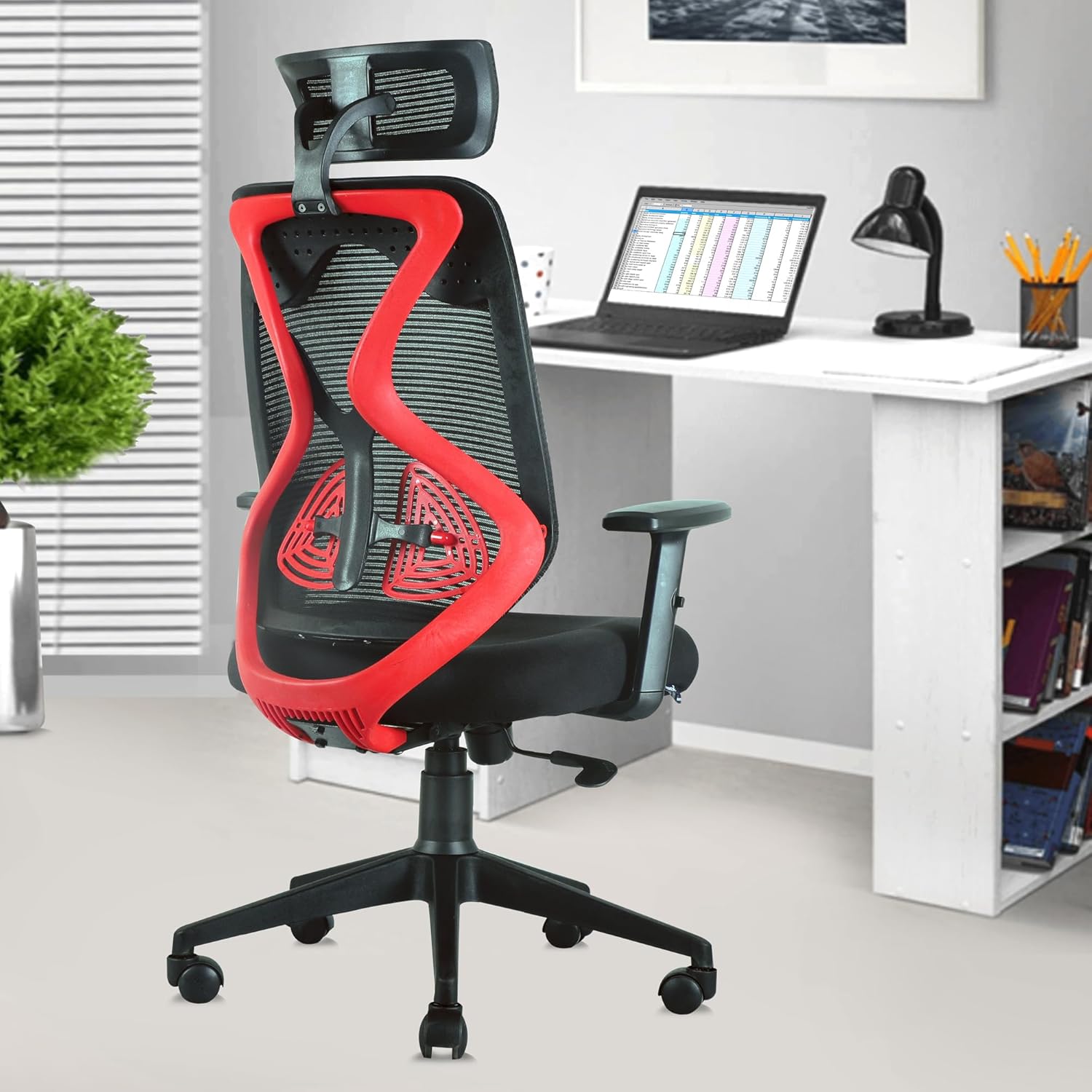 ASTRIDE Ergofit Ergonomic Office Chair for Home | 3-Years Warranty | 2D Headrest, Adjustable Arms & Lumbar Support | Tilt Lock Mechanism