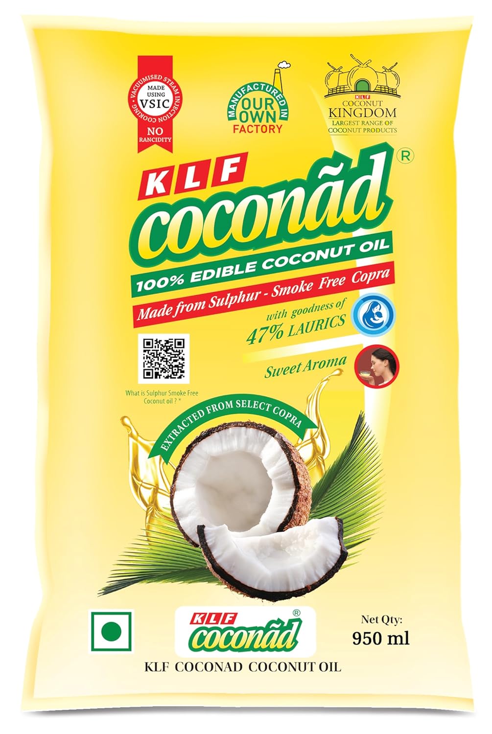 KLF COCONAD 100% Pure Coconut Oil 950 ml (pouch)
