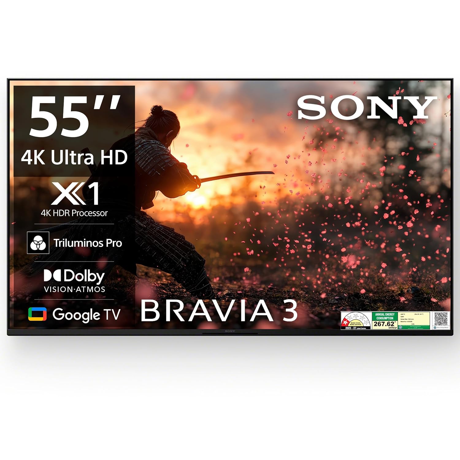 [Use Card] Sony BRAVIA 3 Series 139 cm (55 inches) 4K Ultra HD AI Smart LED Google TV K-55S30B (Black)