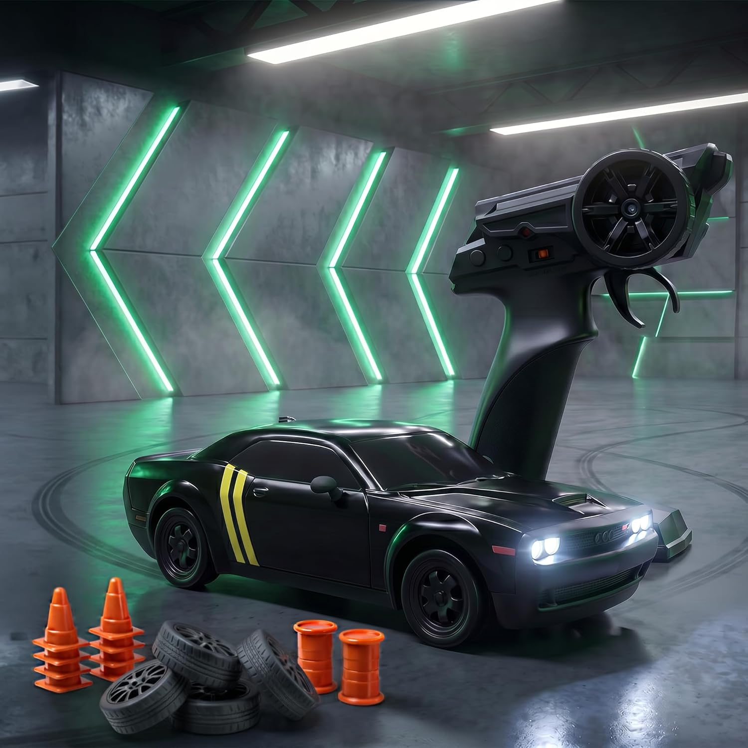 Shadow Remote Control Car | 20Kmph, 2.4Ghz | Rc Drifting Car, Rc Car 4x4, Drift Car Remote Control Range Upto 100m, Race-Ready Build ABS Plastic Body, Multi-Mode LED Lights (Tarmac Black)