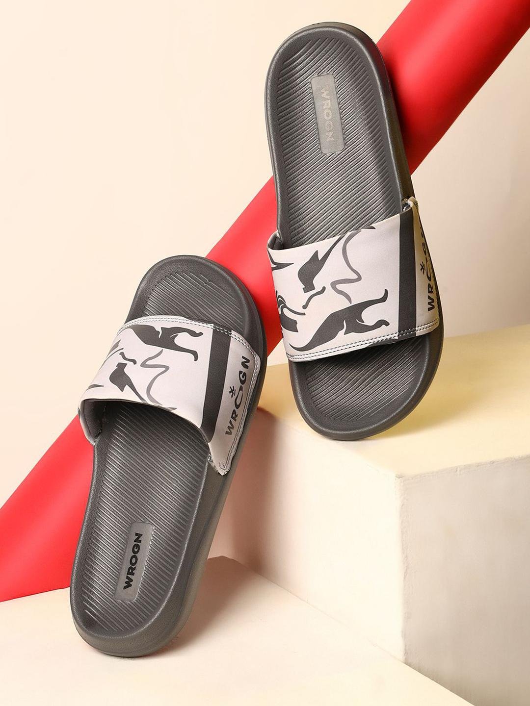 WROGN Men Printed Sliders Upto 90% Discount