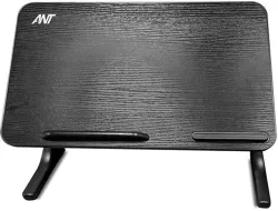 Ant LapDesk25 Lapdesk25 Wooden, Steel Desk Stand Laptop Stand with Adjustable Height Compatible with 26 - 35 cm Laptops (Black)