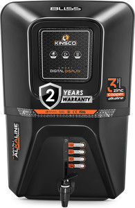 Kinsco Aqua Bliss| Needs no service for 2 years | 10 Stage purification| 15 L RO + UV + UF + Copper + Alkaline + Minerals Water Purifier (Black)