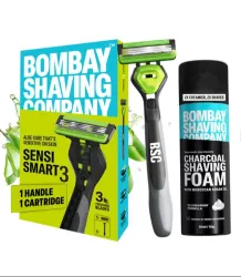 Bombay Shaving Company Set Of 2 Charcoal Shaving Foam-50 g With Sensi Smart 3 Razor