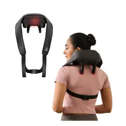 CULT Deep Relax Manual Neck & Shoulder Massager, Deep Tissue Kneading Shiatsu Rollers For Pain Relief, Cordless Massager, Black